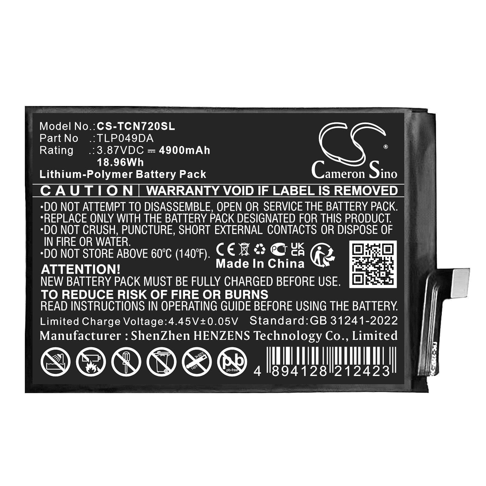 Batteri for smarttelefon, mobil for TCL 50 Pro, NXTPAPER 5G, T702W
