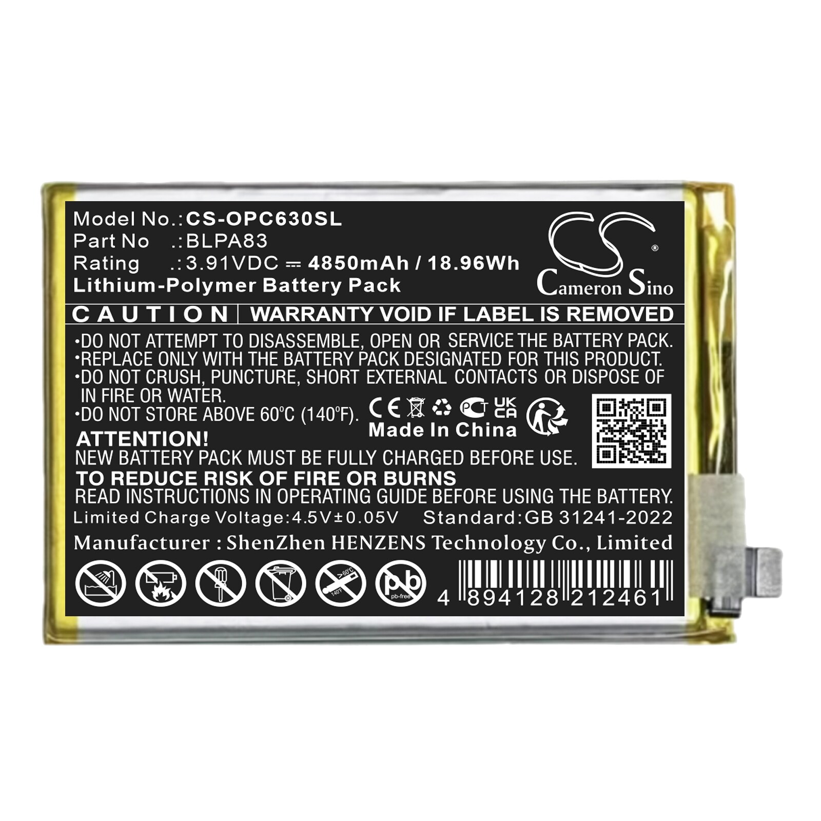 Batteri for SmartPhone, Mobil for OPPO RMX3939, Realme C61, Realme C63 og andre.