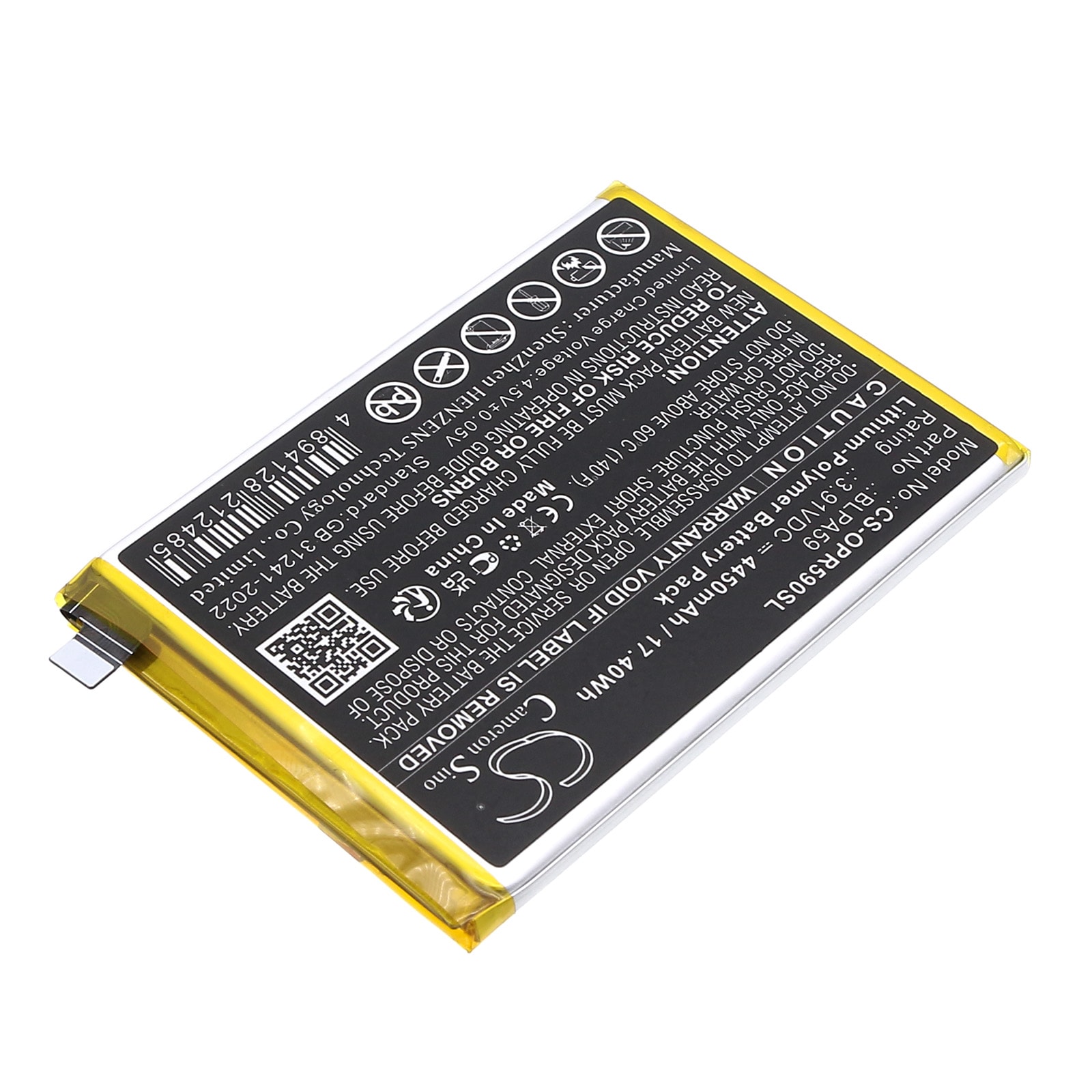 Batteri for smarttelefon, mobil for OPPO CPH2625, Reno12, Reno12 5G