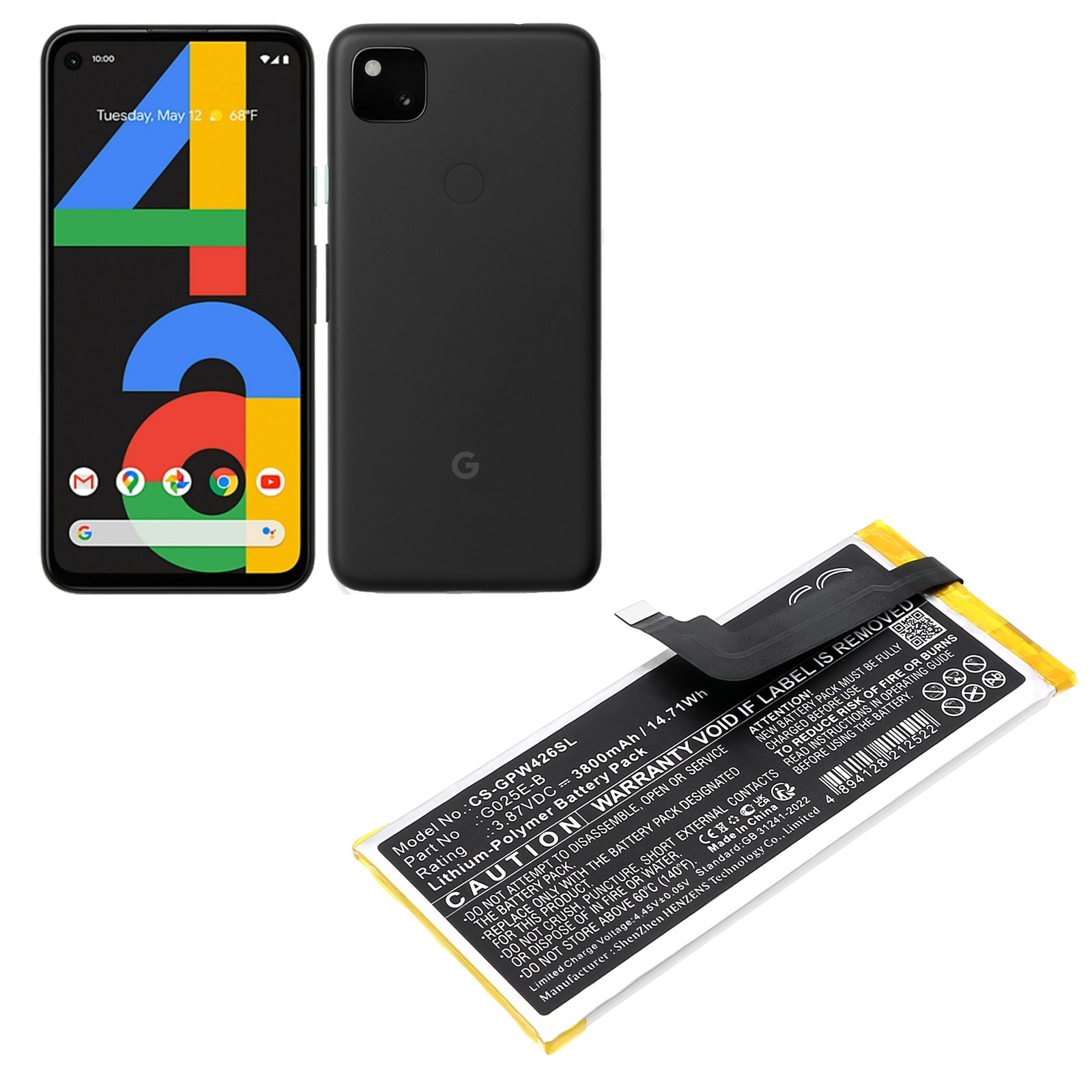 Batteri for SmartPhone, Mobil for Google G025E, G025H, G6QU3 og andre.
