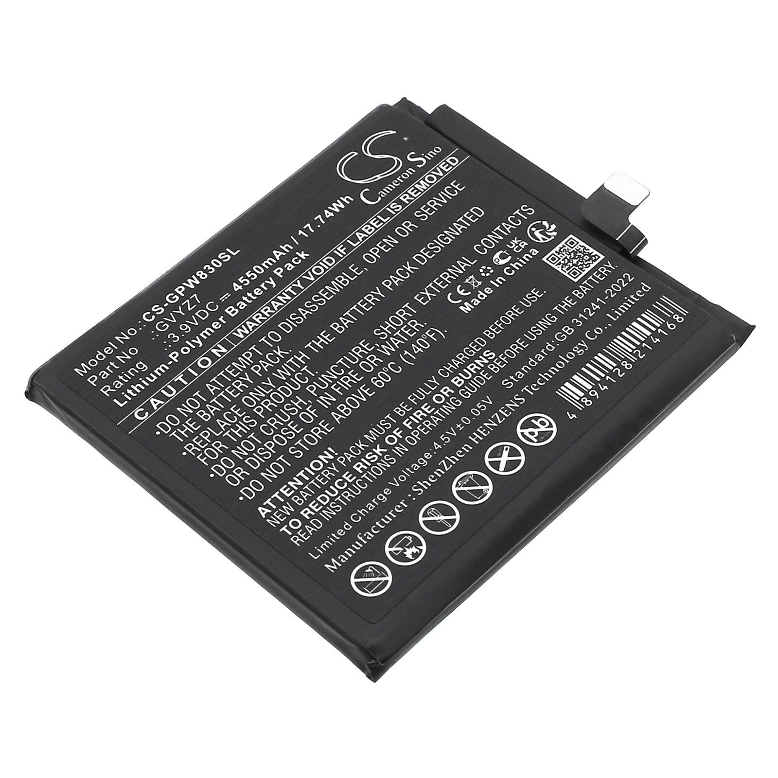 Batteri for SmartPhone, Mobil for Google GEC77, GR83Y, GWVK6 og andre.