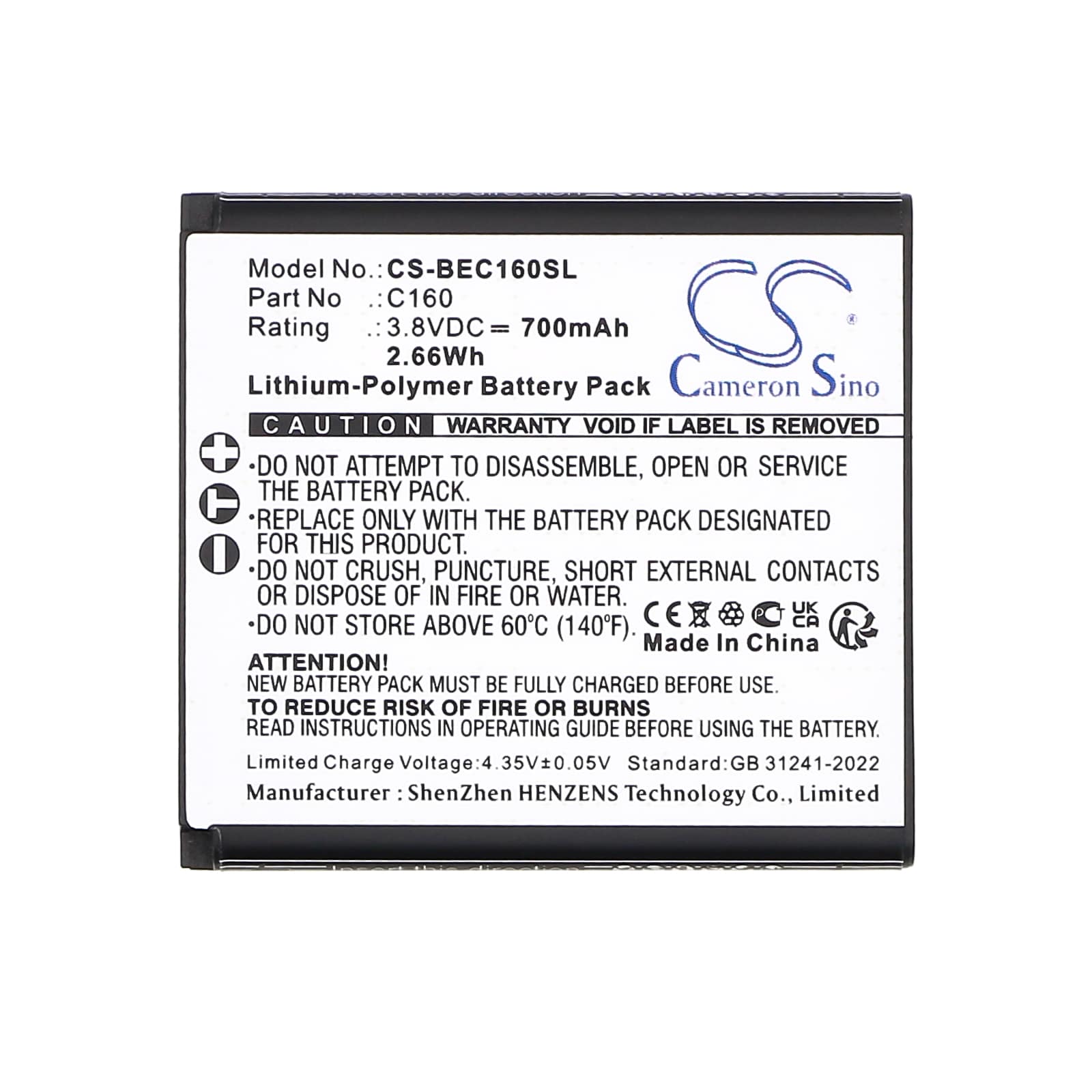Batteri for SmartPhone, Mobil for Bea phone C160, C160 Schwarz