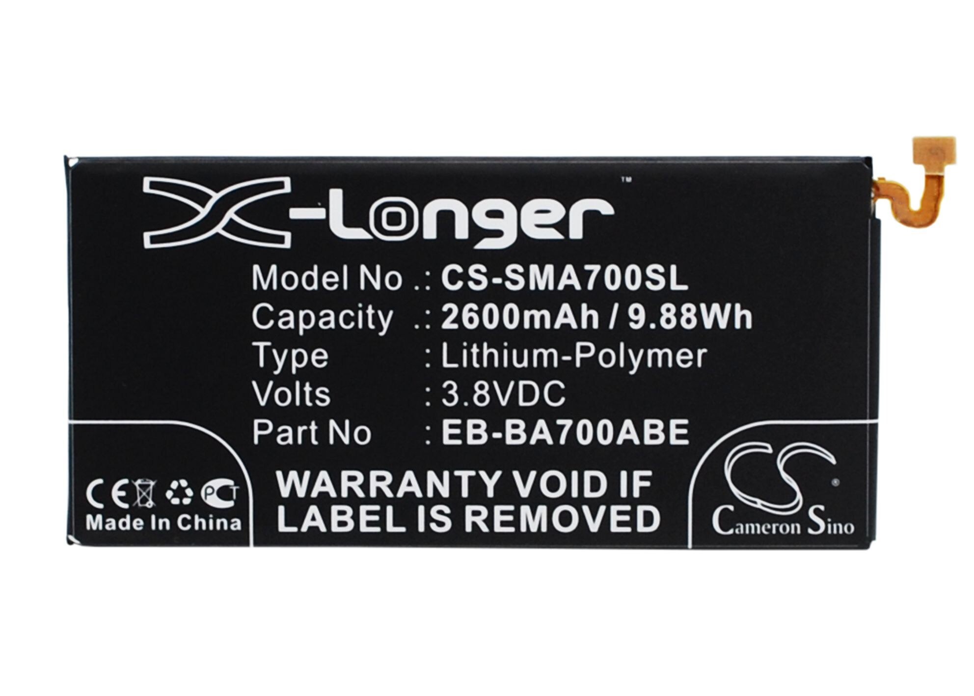 Batteri for SmartPhone, Mobil for Samsung Galaxy A7, SM-A700F, SM-A700FD og andre.