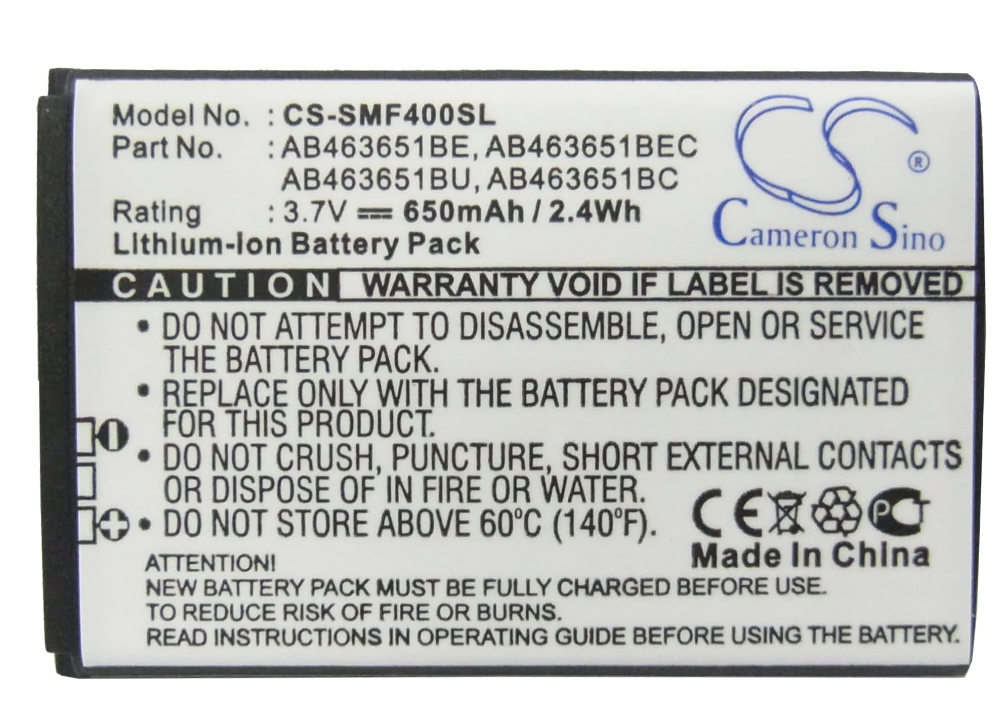 Batteri for SmartPhone, Mobil for Samsung SGH-F400, SGH-F408, GT-M7500 og andre.