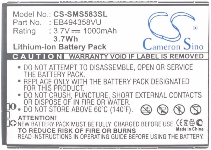 Batteri for SmartPhone, Mobil for Samsung GT-S5830, GT-S5830T, Cooper og andre.