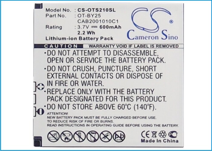 Batteri for SmartPhone, Mobil for Alcatel OT-S210, OT-S211, OT-S211C og andre.