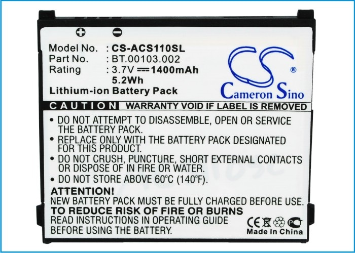 Batteri for SmartPhone, mobil for Acer Liquid S110, Stream, NeoTouch S110 og andre.