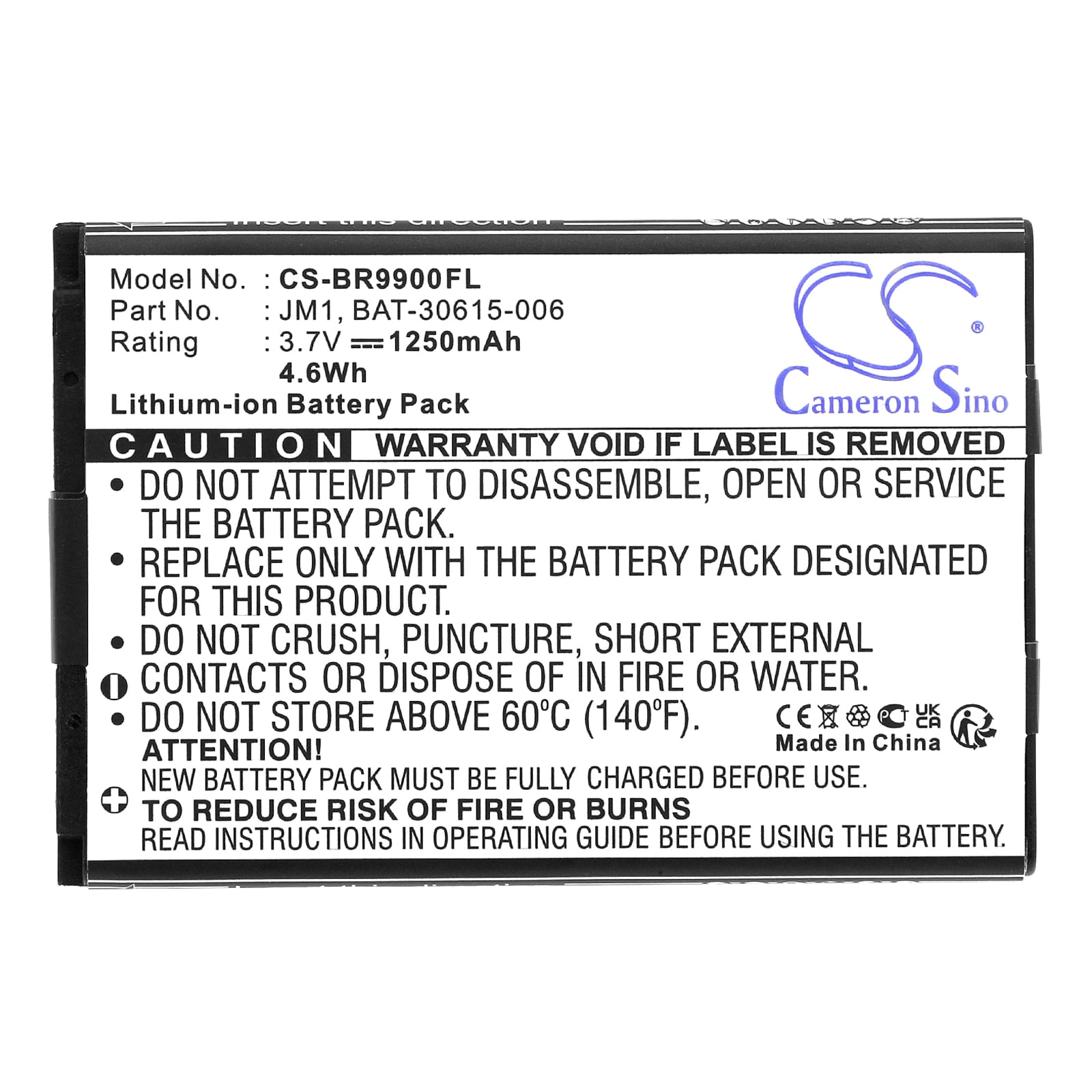 Smarttelefon- og mobiltelefonbatteri for Blackberry Bold Touch 9900, Pluto, Bold Touch 9930 og andre.