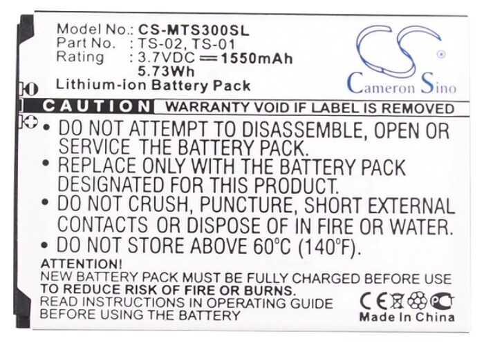 Batteri for SmartPhone, mobil for SEALS TS3, T-S3, WP-TS3 etc.
