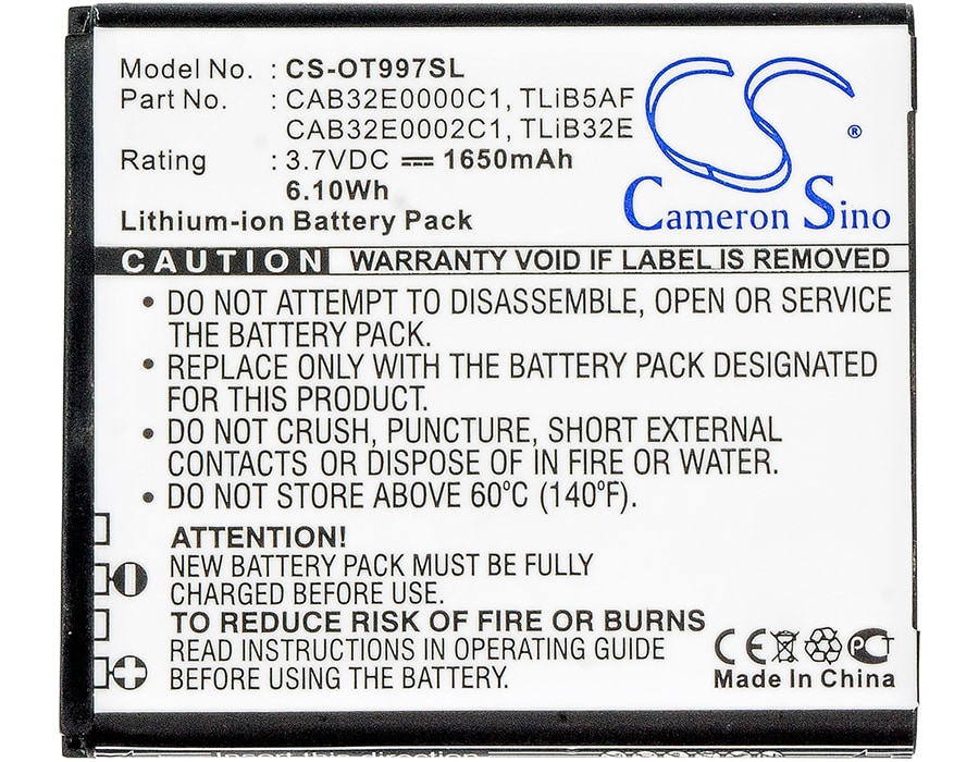 Batteri for SmartPhone, Mobil for Alcatel OT-5035, OT-5035D, One Touch 5035 og andre.