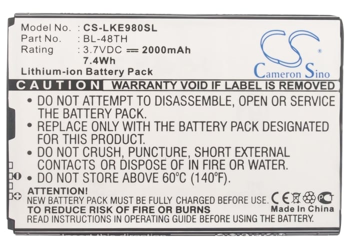 Batteri for SmartPhone, Mobil for LG E940, E980, E977 og andre.