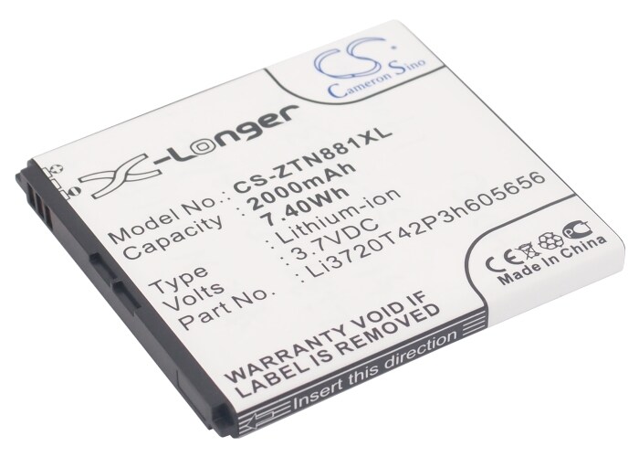 Batteri for SmartPhone, Mobil for ZTE N881F, U819, V965 og andre.