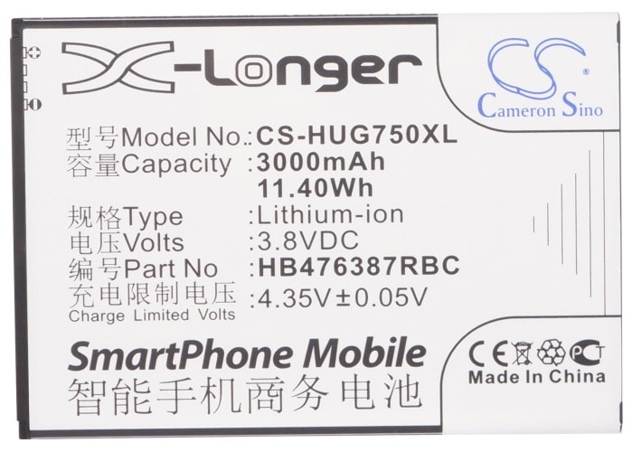 Batteri for SmartPhone, Mobil for Huawei Ascend G750, Ascend G750-T00, Glory 4 og andre.