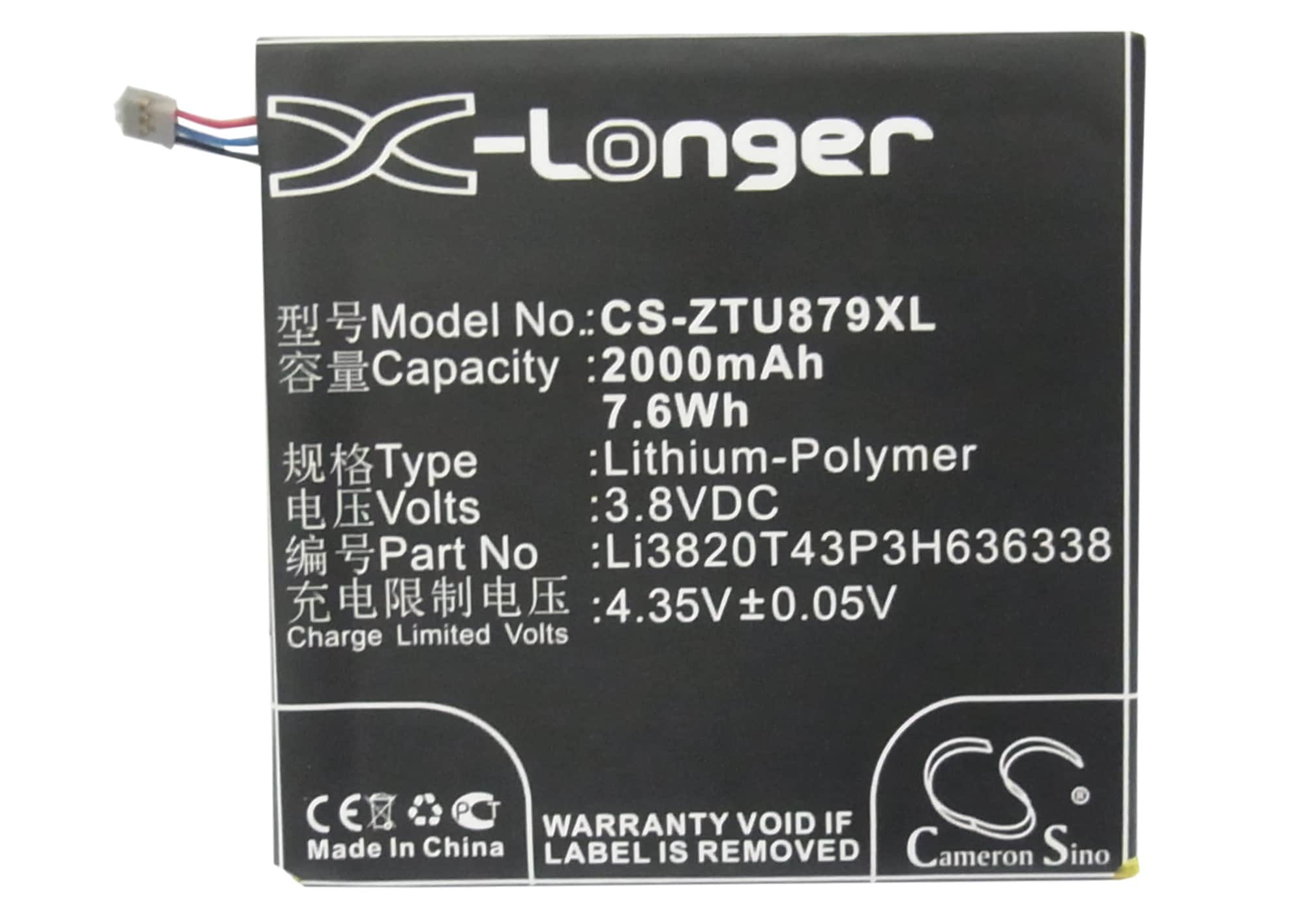 Batteri for SmartPhone, Mobil for ZTE U879, Blade L2, V879 og andre.