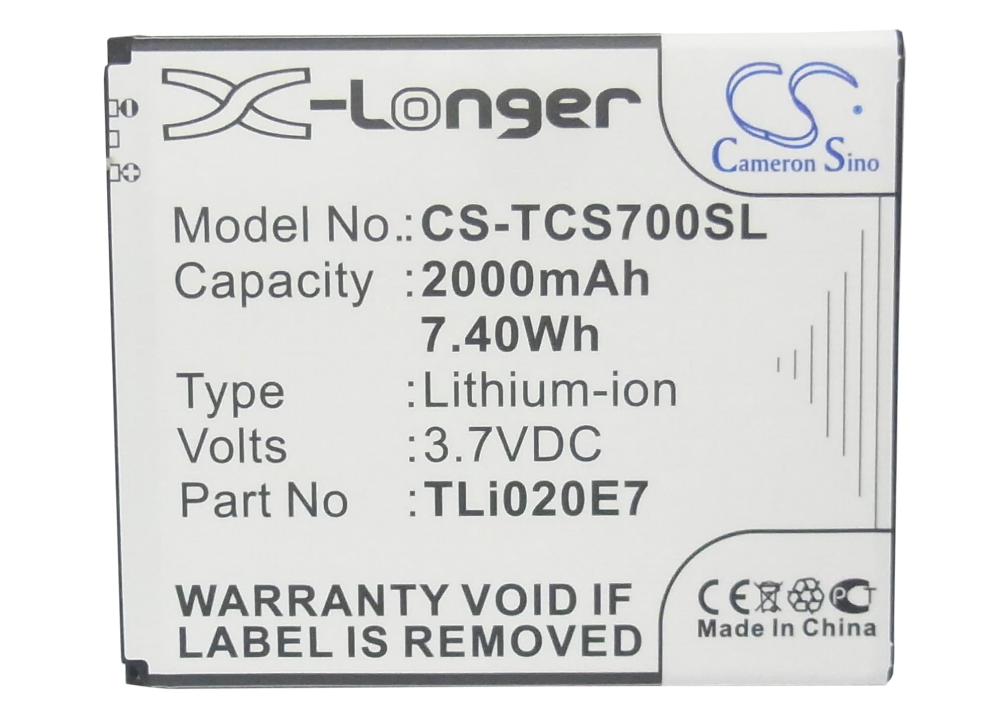 Batteri for smarttelefon, mobil for TCL S700T, J620