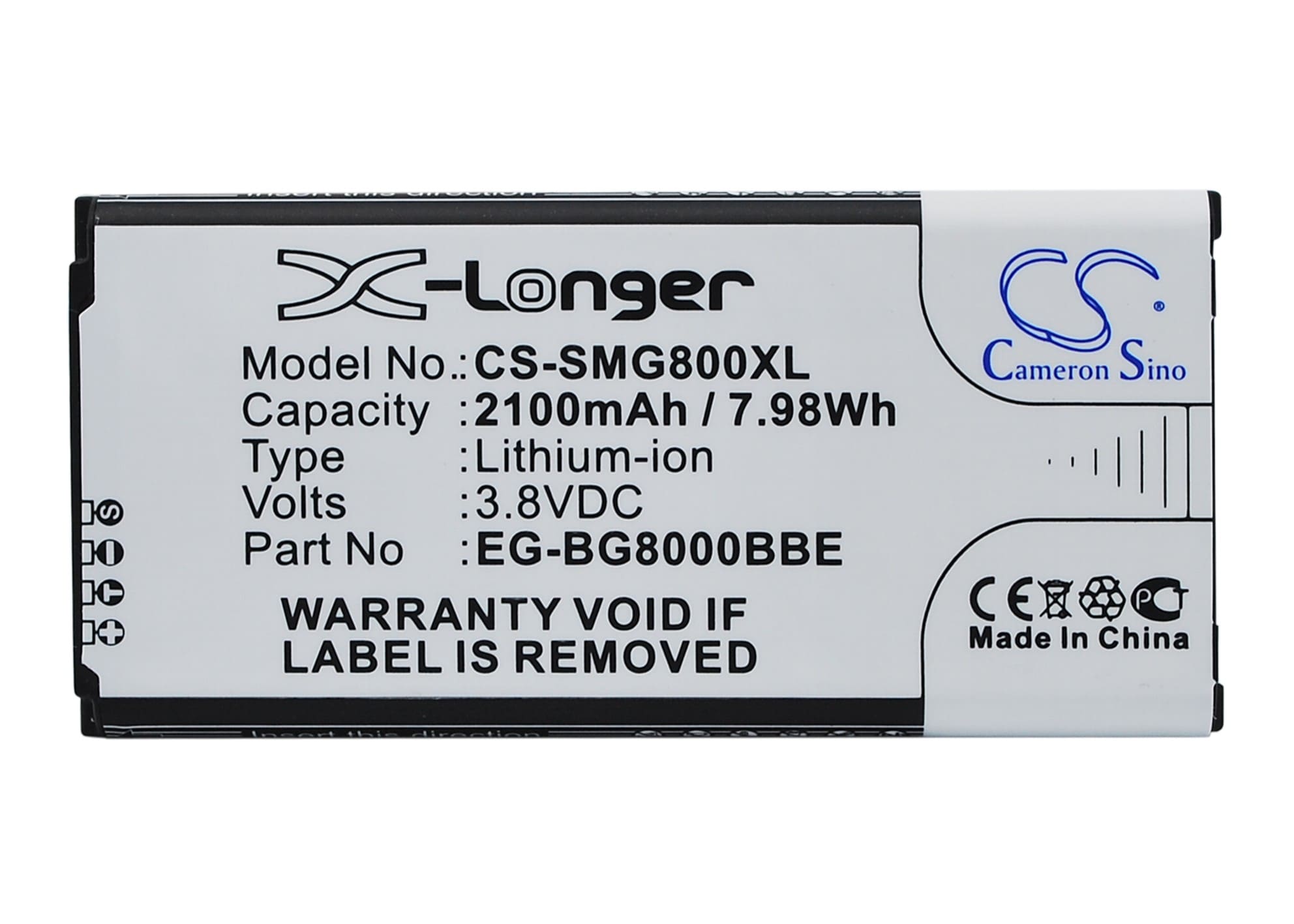 Batteri for SmartPhone, Mobil for Samsung Galaxy S5 Mini, SM-G800F, SM-G800Y og andre.