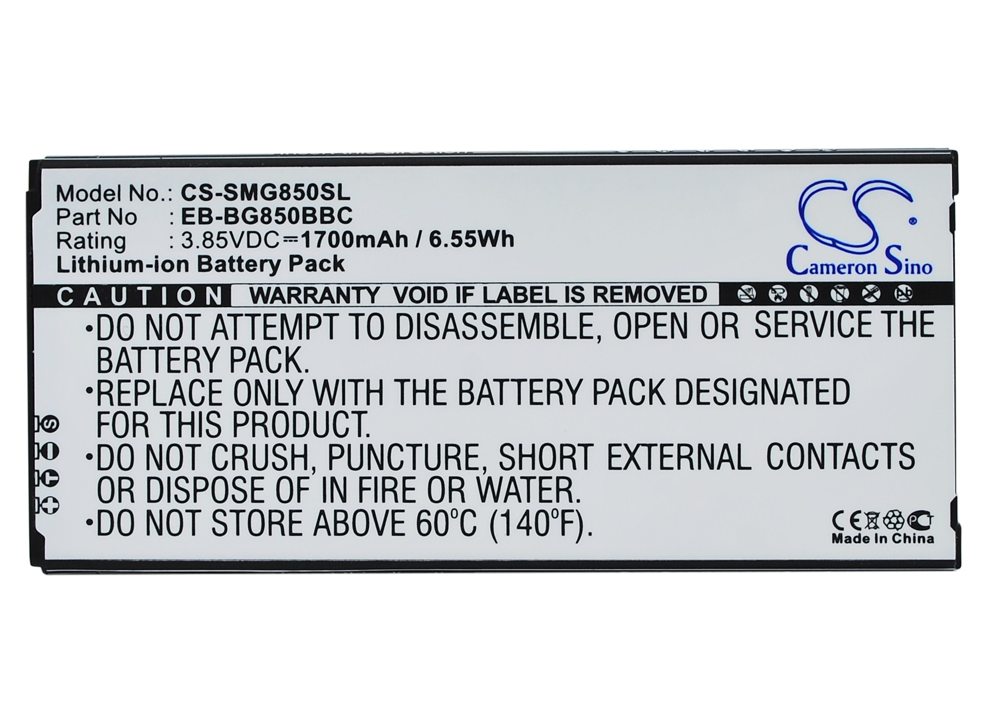 Batteri for SmartPhone, Mobil for Samsung Galaxy Alpha, SM-G850, SM-G850F og andre.