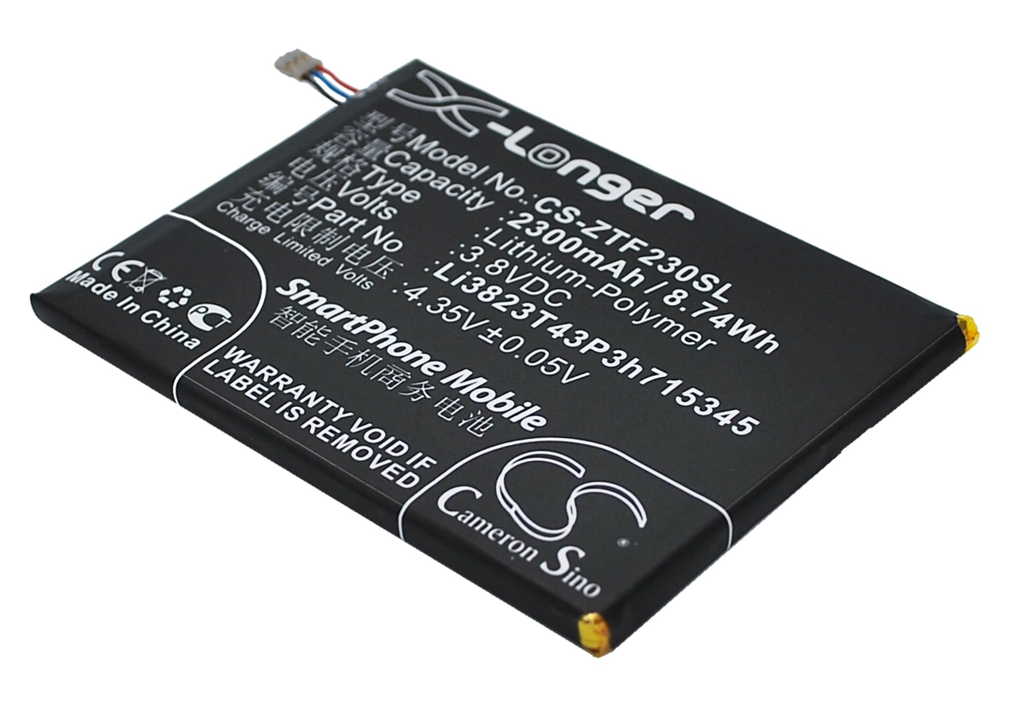Batteri for SmartPhone, Mobil for ZTE Grand S Flex, MF910, MF910 4G LTE og andre.