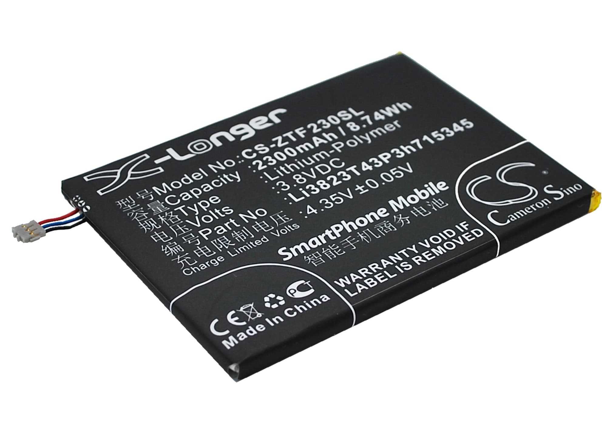 Batteri for SmartPhone, Mobil for ZTE Grand S Flex, MF910, MF910 4G LTE og andre.
