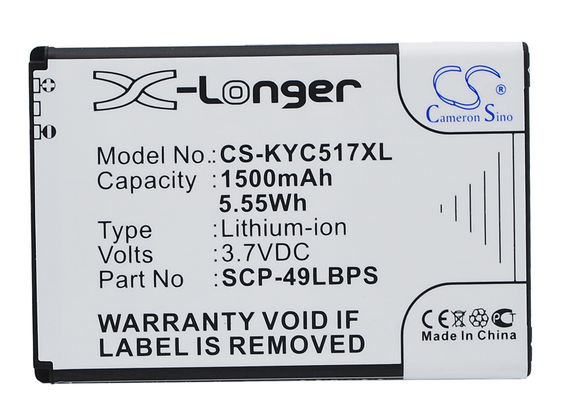 Batteri for SmartPhone, Mobil for KYOCERA Hydro, Rise, C5170 etc.
