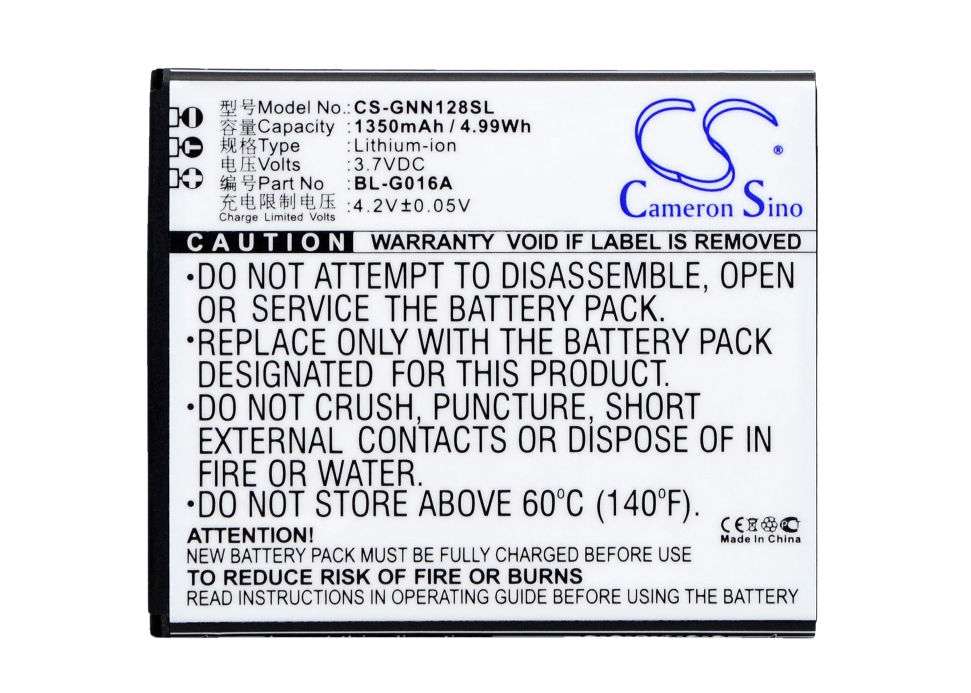 Batteri for smarttelefon, mobil for GIONEE GN128