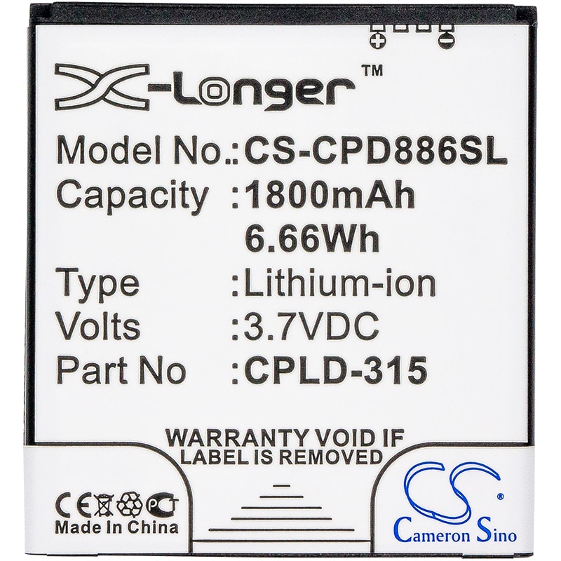 Batteri for SmartPhone, Mobil for Vodafone Smart 4, Smart 4 Turbo, 889N og andre.