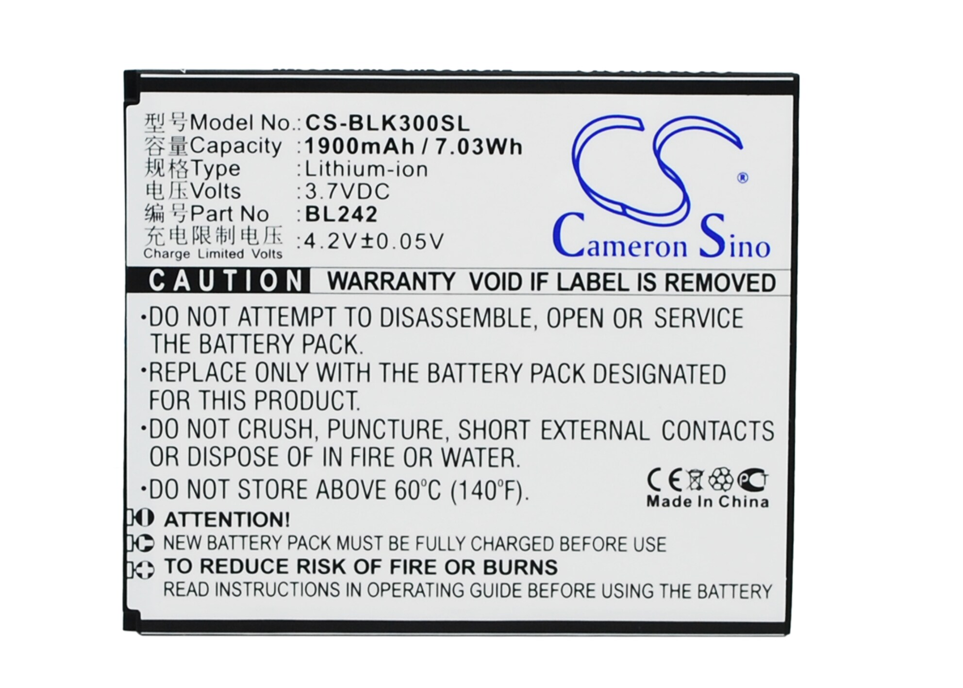 Batteri for SmartPhone, Mobil for Lenovo K3, K30-T, A6000 etc.