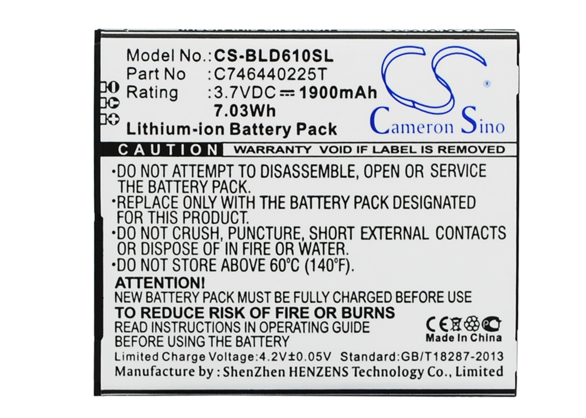 Batteri for SmartPhone, Mobil for BLU Studio 5.5, D610, D610A etc.
