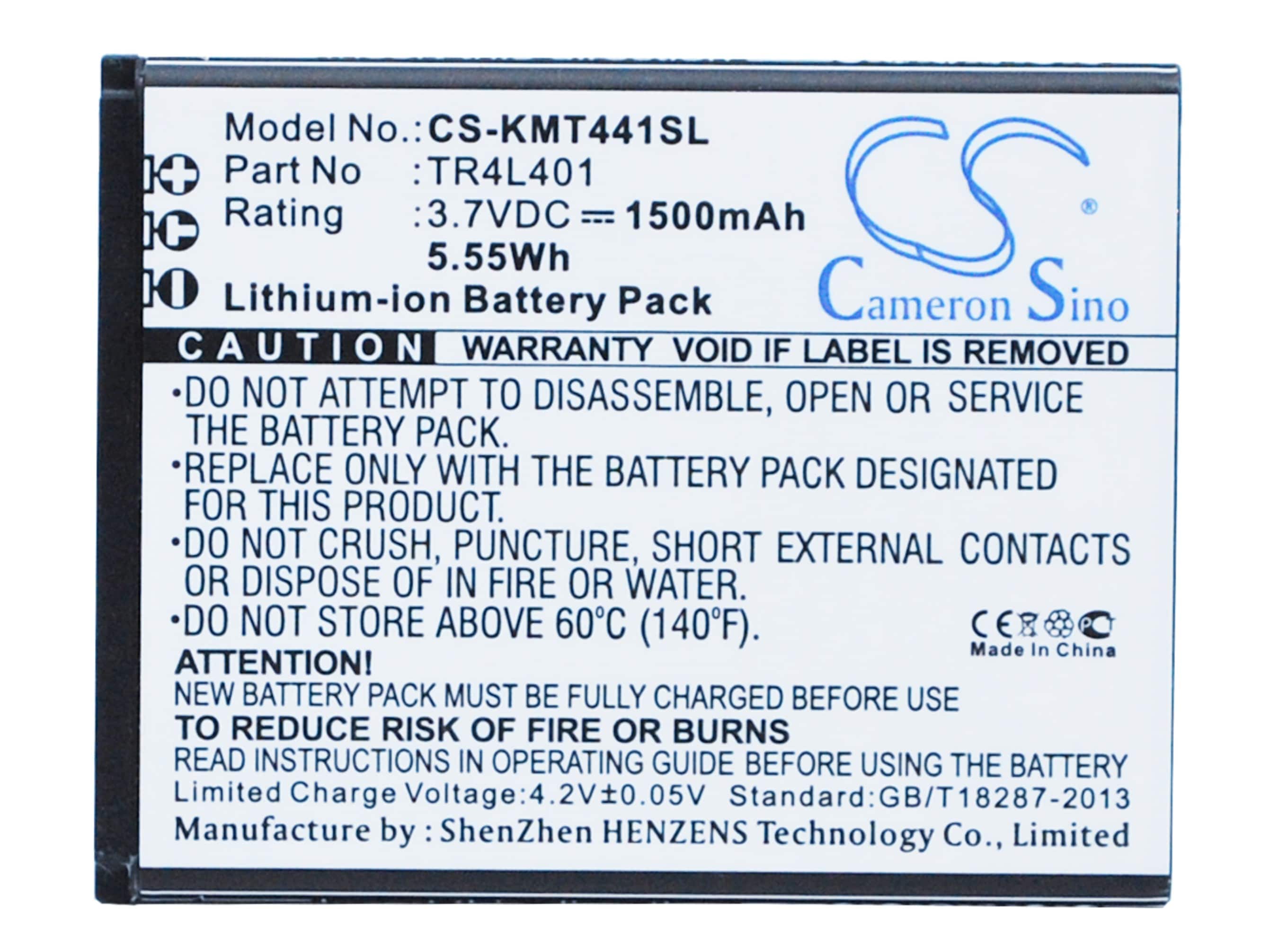 Batteri for smarttelefon, mobil for KAZAM Trooper 441L, Trooper 440L, TR4L4044044-01