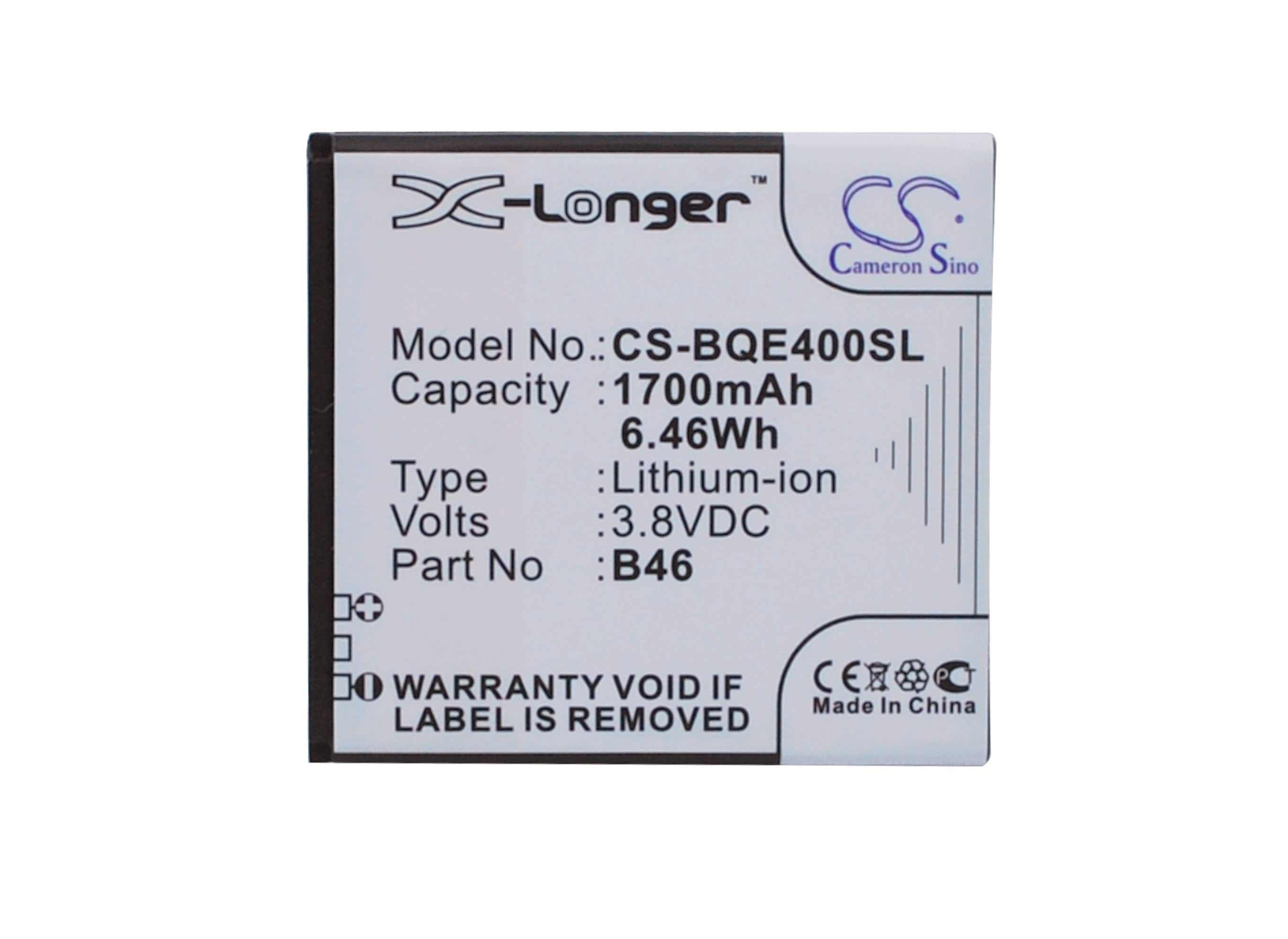 Batteri for SmartPhone, Mobil for BQ Aquaris E4, 1700