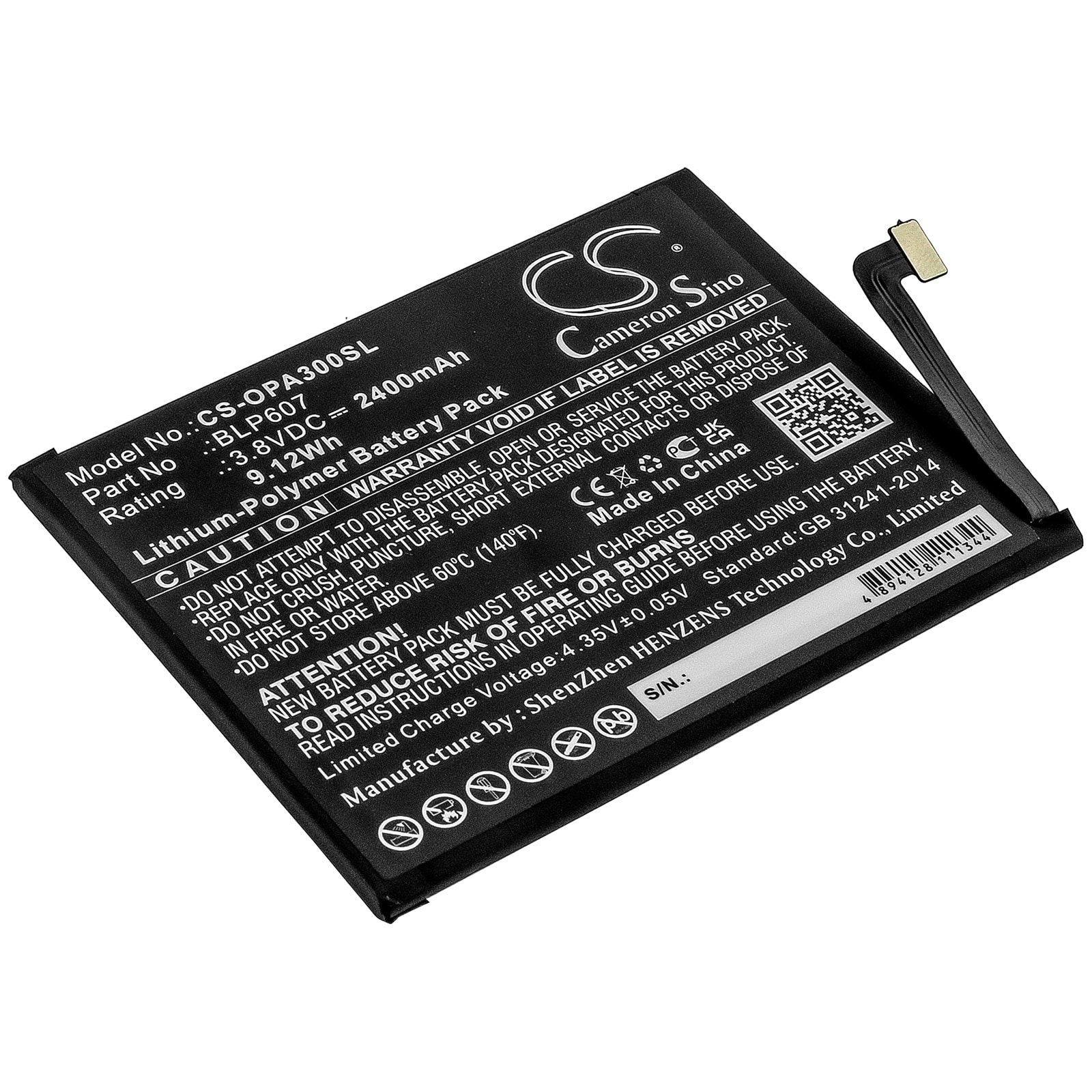 Batteri for SmartPhone, Mobil for Oneplus Oneplus X, E1000, E1005 etc.