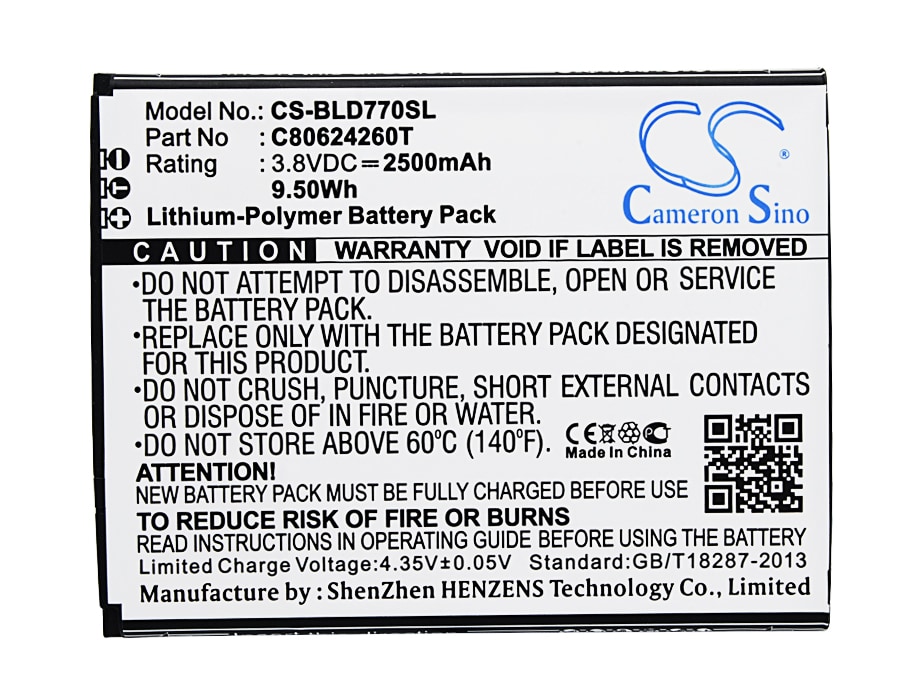 Batteri til smarttelefon, mobil for BLU Studio X Plus, D770U