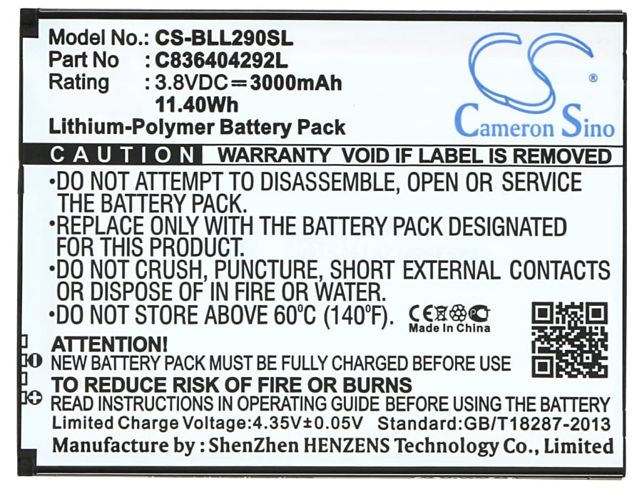 Batteri til smarttelefon, mobil for BLU Life 8 XL, L290U
