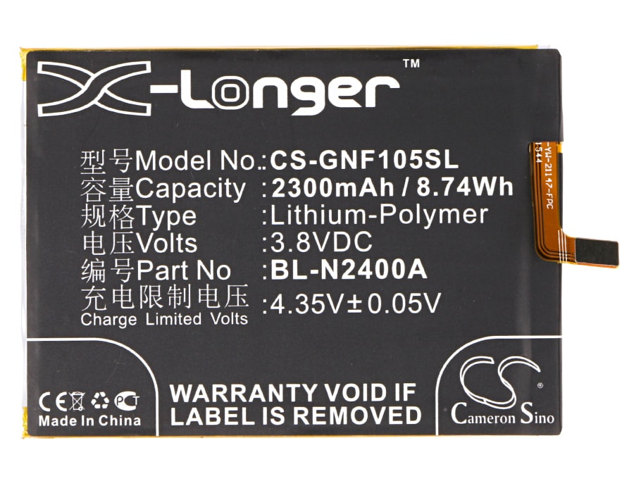 Batteri for smarttelefon, mobil for GIONEE F105, F105 Dual SIM, F105 TD-LTE Dual SIM