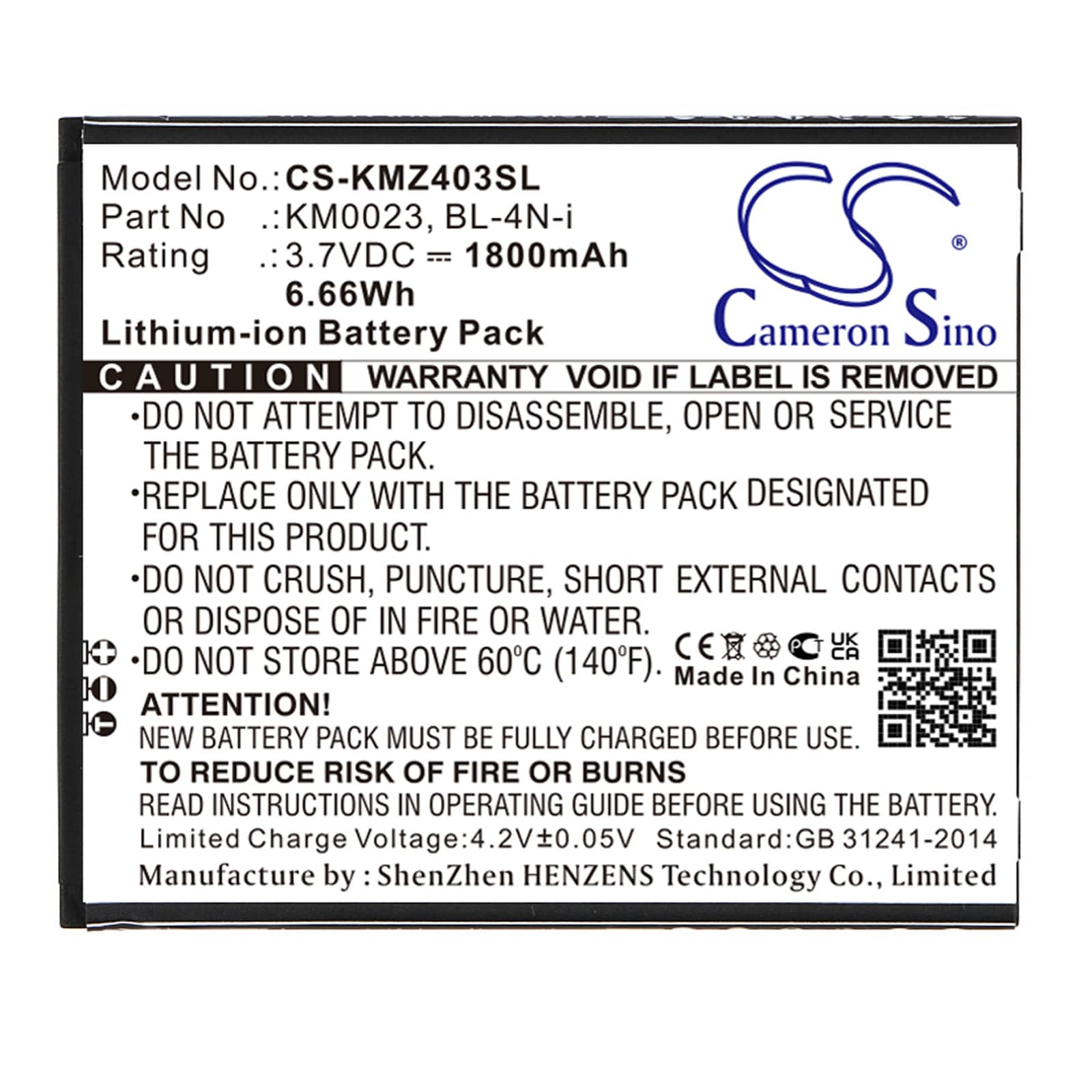 Batteri for SmartPhone, mobil for Kruger&Matz Live, KM0403, KM0404 etc.