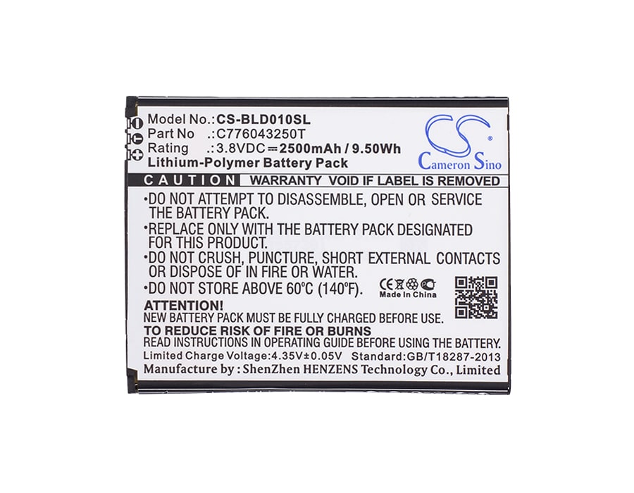 Batteri for smarttelefon, mobil for BLU Dash X LTE D0010U, D0010UU, BOLD LIKS US