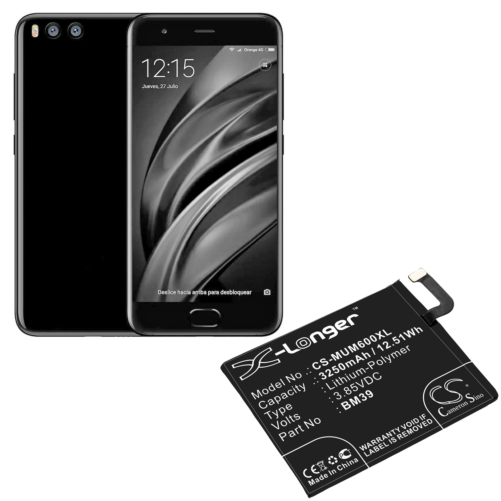 Batteri for SmartPhone, Mobil for Xiaomi Mi 6, Mi 6 Dual SIM, Mi 6 Dual SIM TD-LTE og andre.