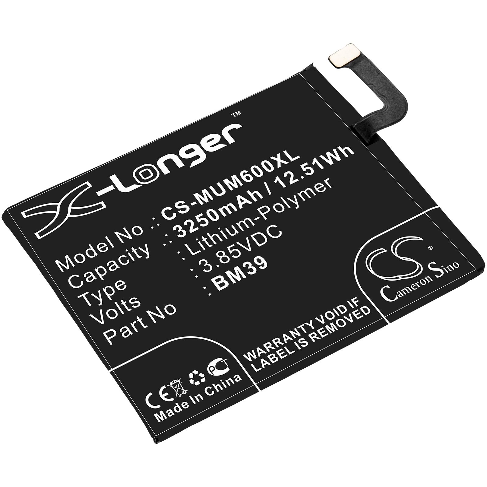 Batteri for SmartPhone, Mobil for Xiaomi Mi 6, Mi 6 Dual SIM, Mi 6 Dual SIM TD-LTE og andre.