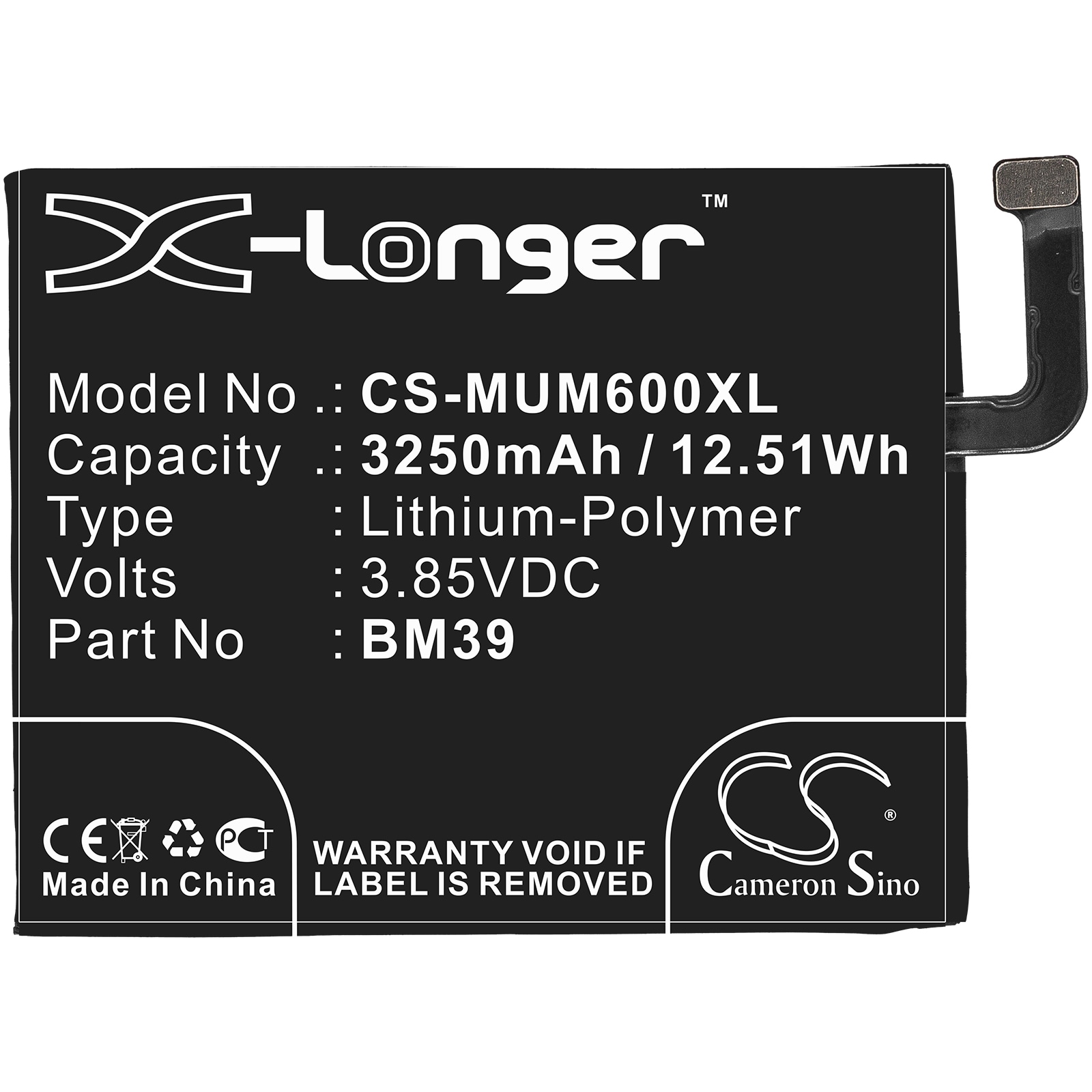 Batteri for SmartPhone, Mobil for Xiaomi Mi 6, Mi 6 Dual SIM, Mi 6 Dual SIM TD-LTE og andre.