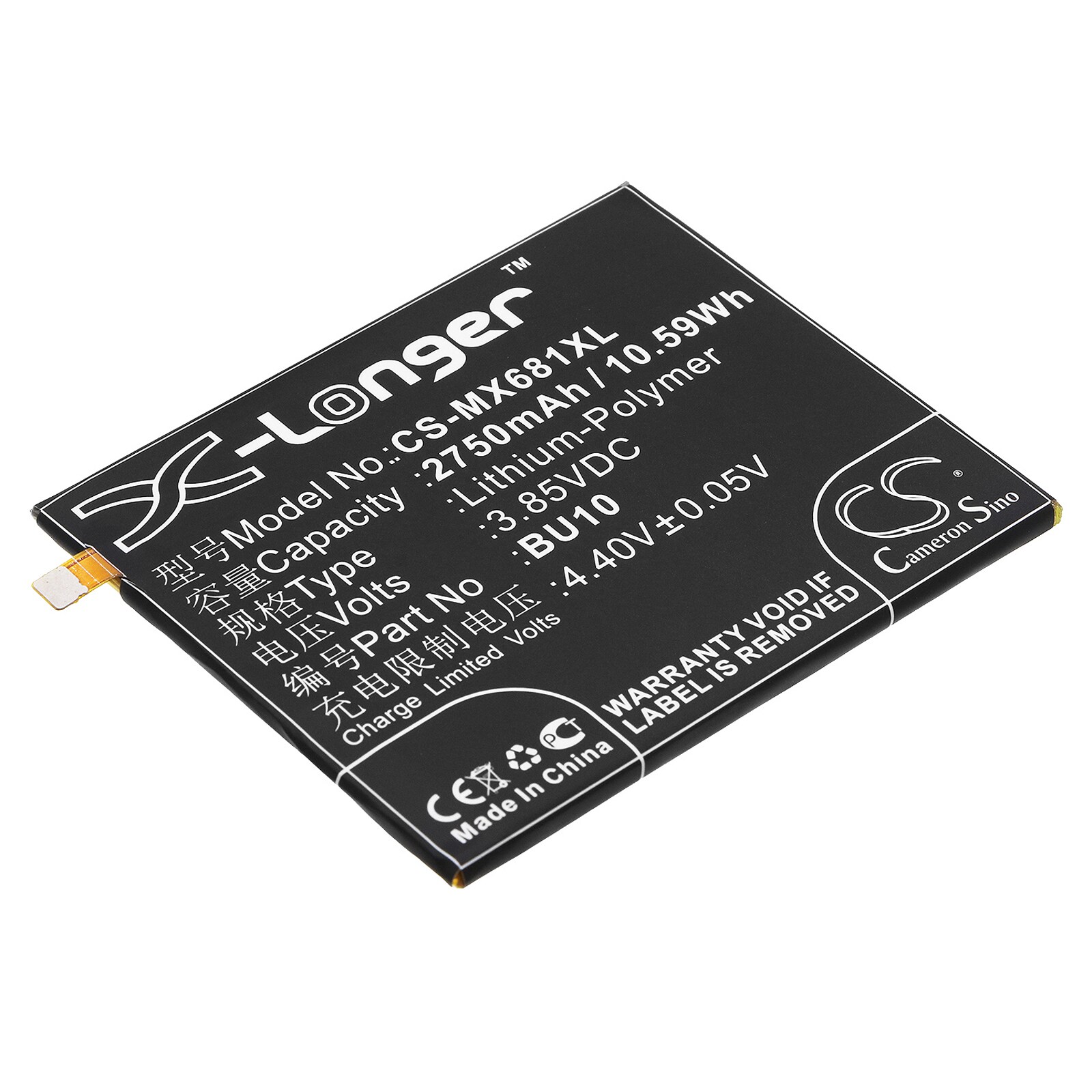 Batteri for SmartPhone, Mobil for Meizu Meilan U10, Meilan U10 Dual SIM, U680A og andre.