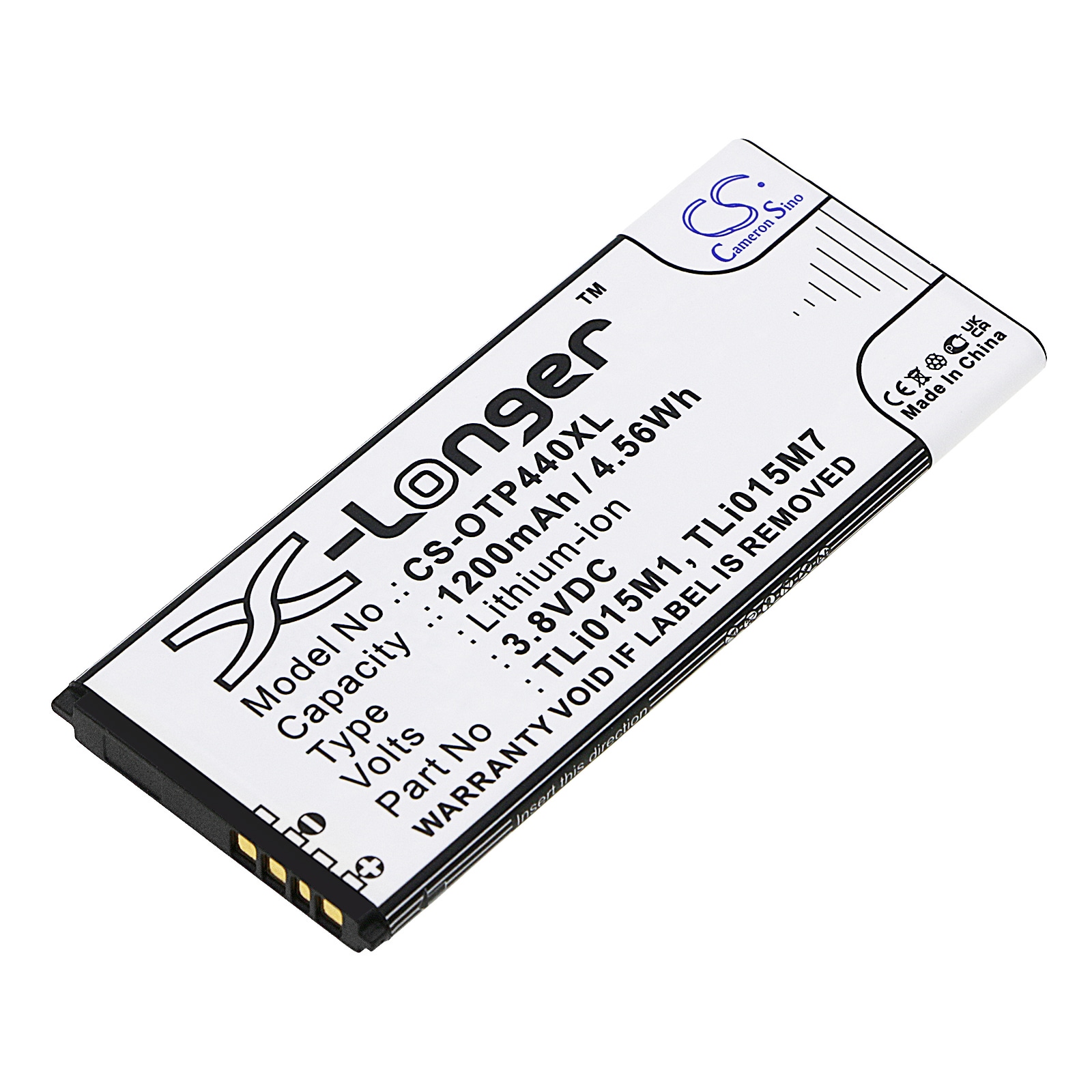 Batteri for SmartPhone, Mobil for Alcatel One Touch Pixi 4 4.0, OT-4034, OT-4034D og andre.