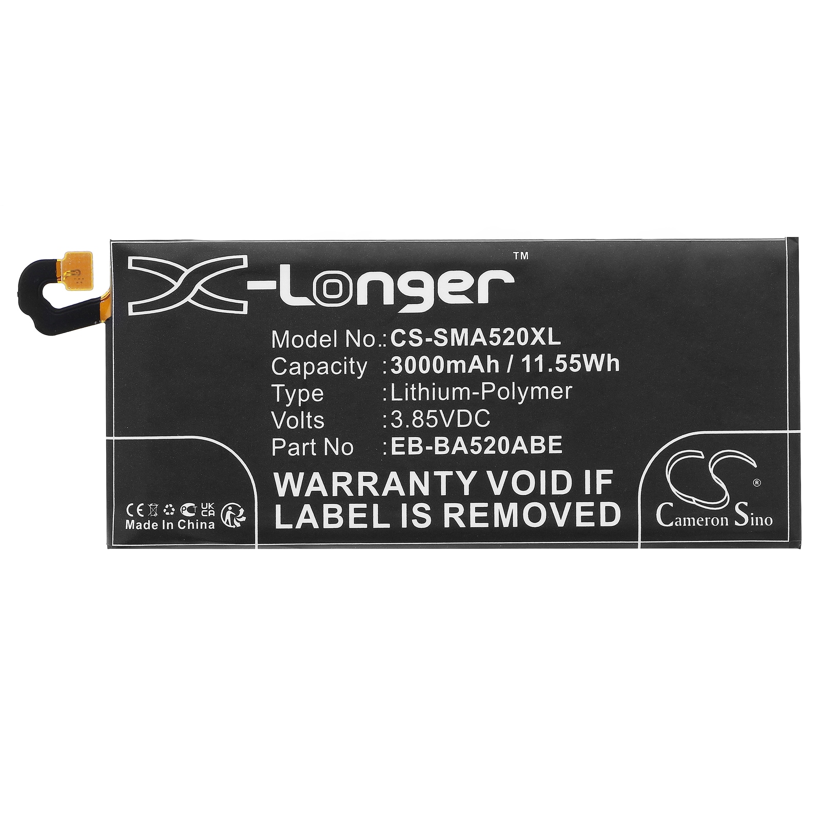 Batteri for SmartPhone, Mobil for Samsung Galaxy A5 2017, SM-A520S, SM-A520F/DS og andre.