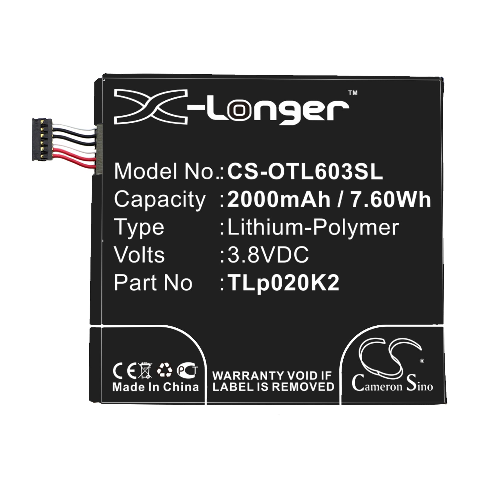 Batteri for SmartPhone, Mobil for Alcatel One Touch Idol 3 4.7, OT-6039, OT-6039S og andre.