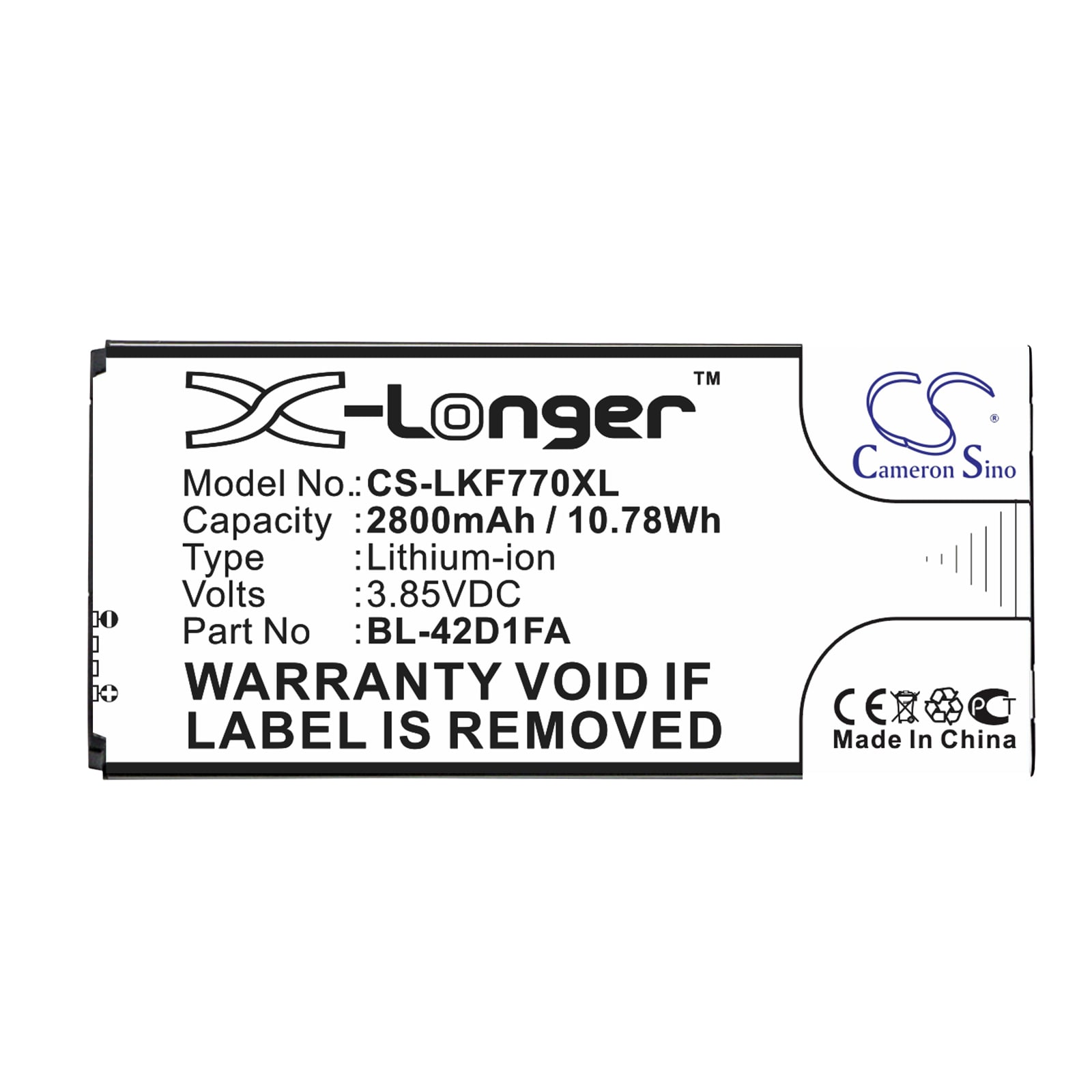 Batteri for SmartPhone, Mobil for LG G5 Mini, F770S, X5 og andre.