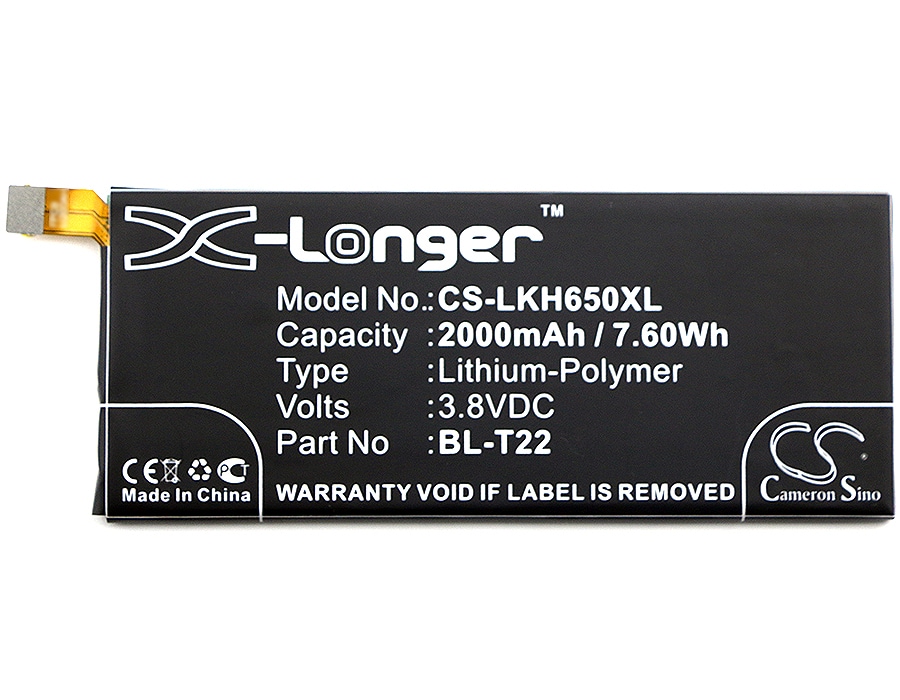 Batteri for SmartPhone, Mobil for LG H650, H650AR, H650K og andre.