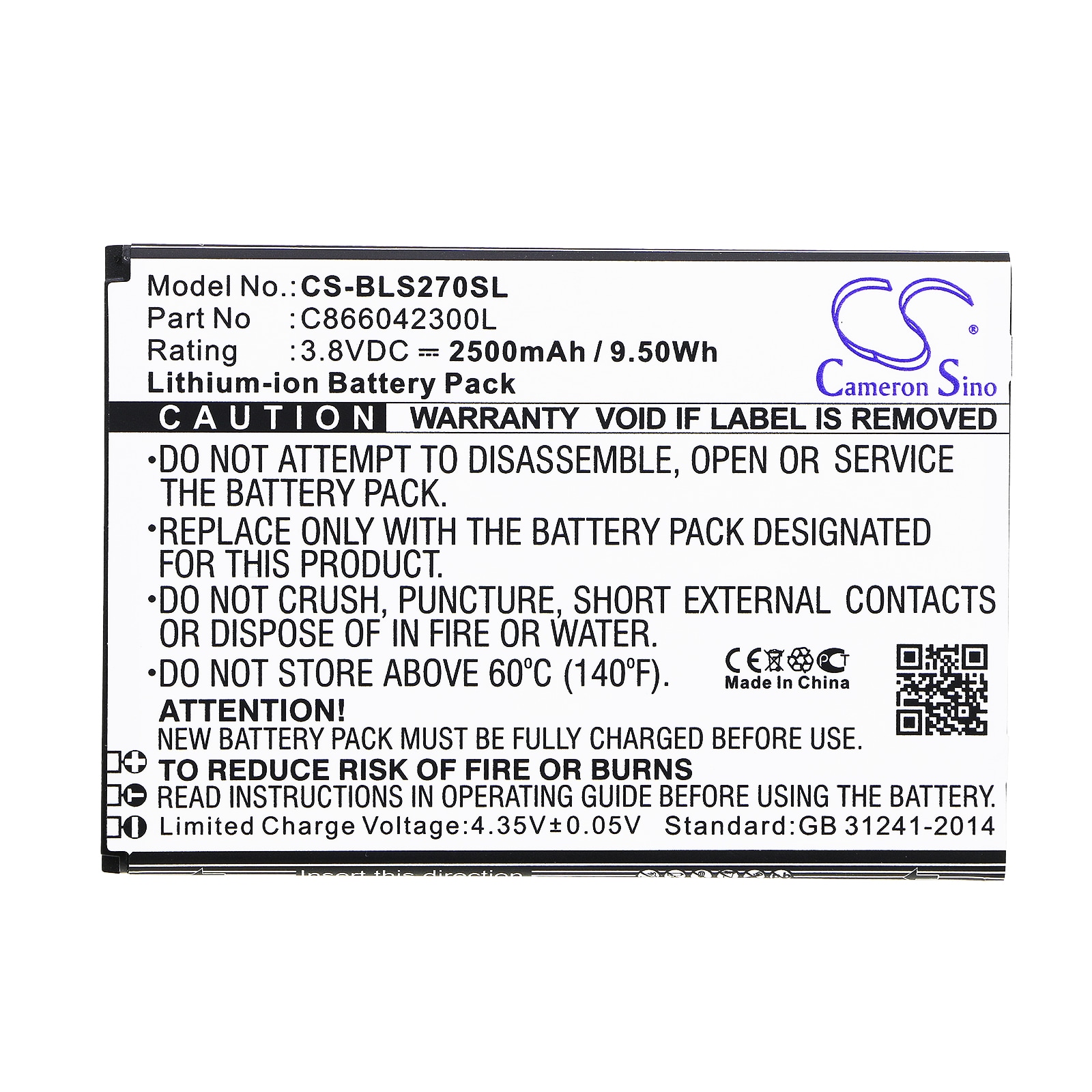 Batteri til smarttelefon, mobil for BLU Studio C 8.8, S270Q