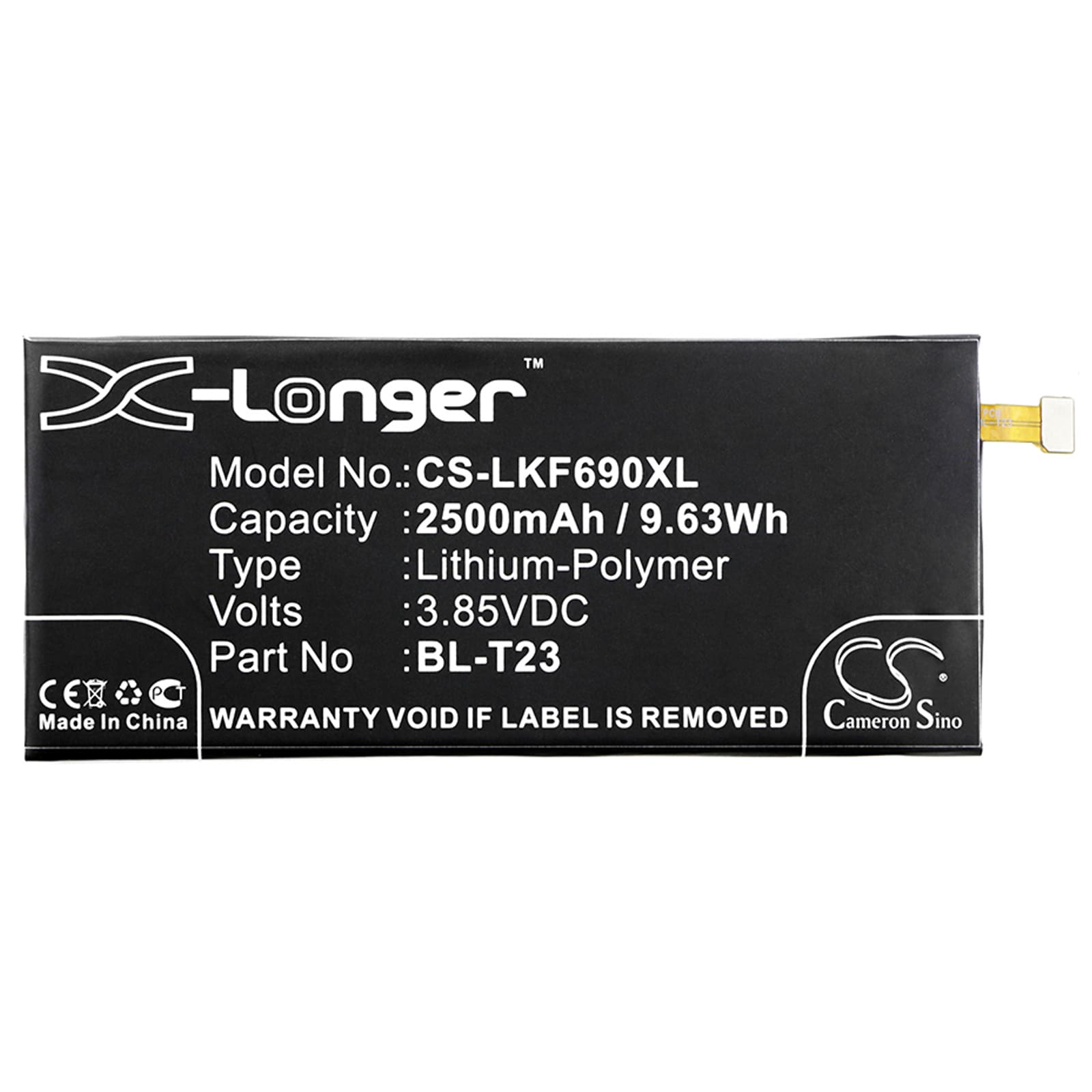Batteri for SmartPhone, Mobil for LG X Cam, X Cam 4G, K580 og andre.