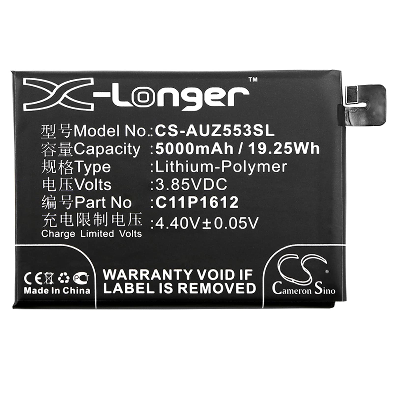 Batteri for SmartPhone, Mobil for Asus ZenFone 3 Zoom, ZenFone 3 Zoom Dual SIM LTE og andre.