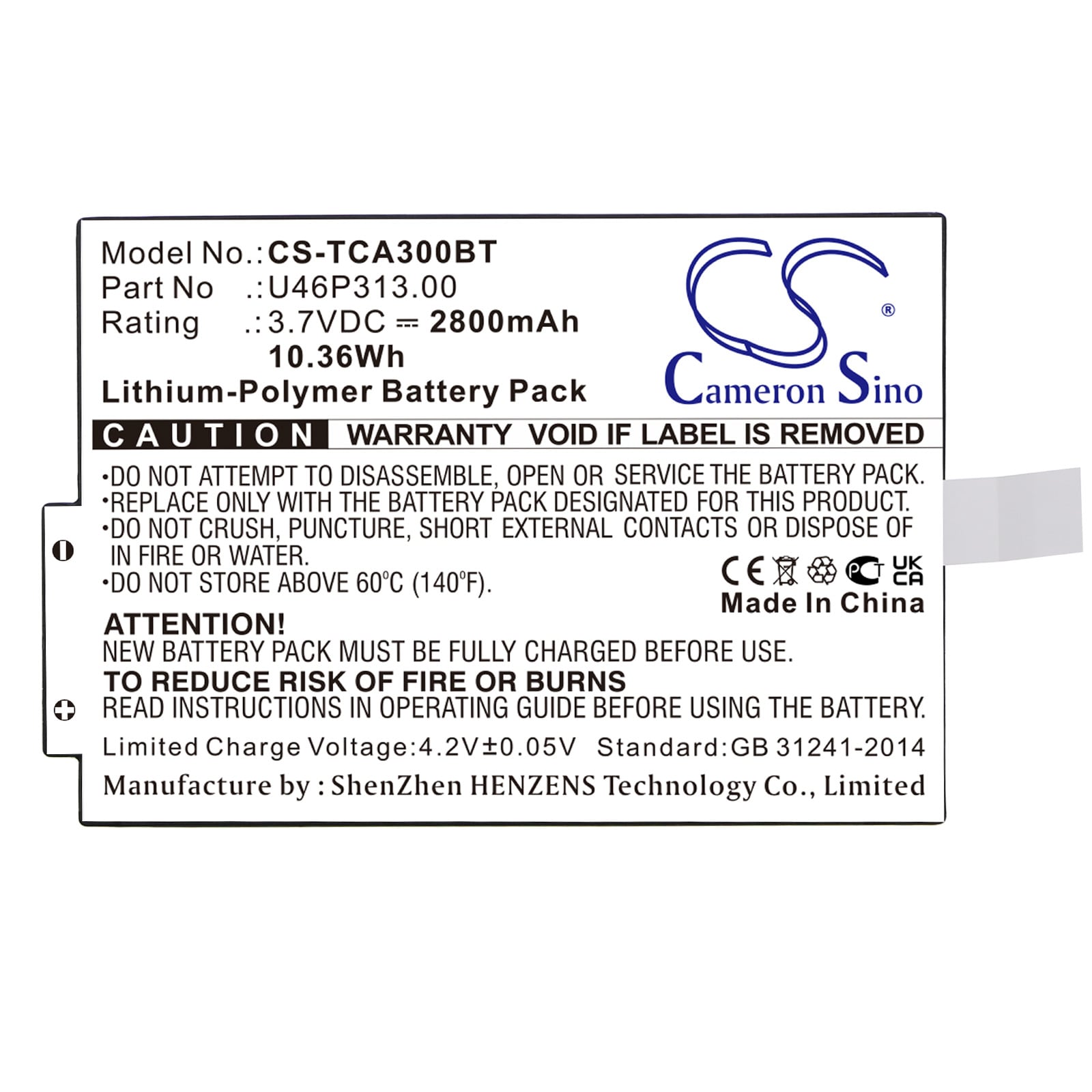 Batteri for alarmsystem for Technicolor TCA300COM