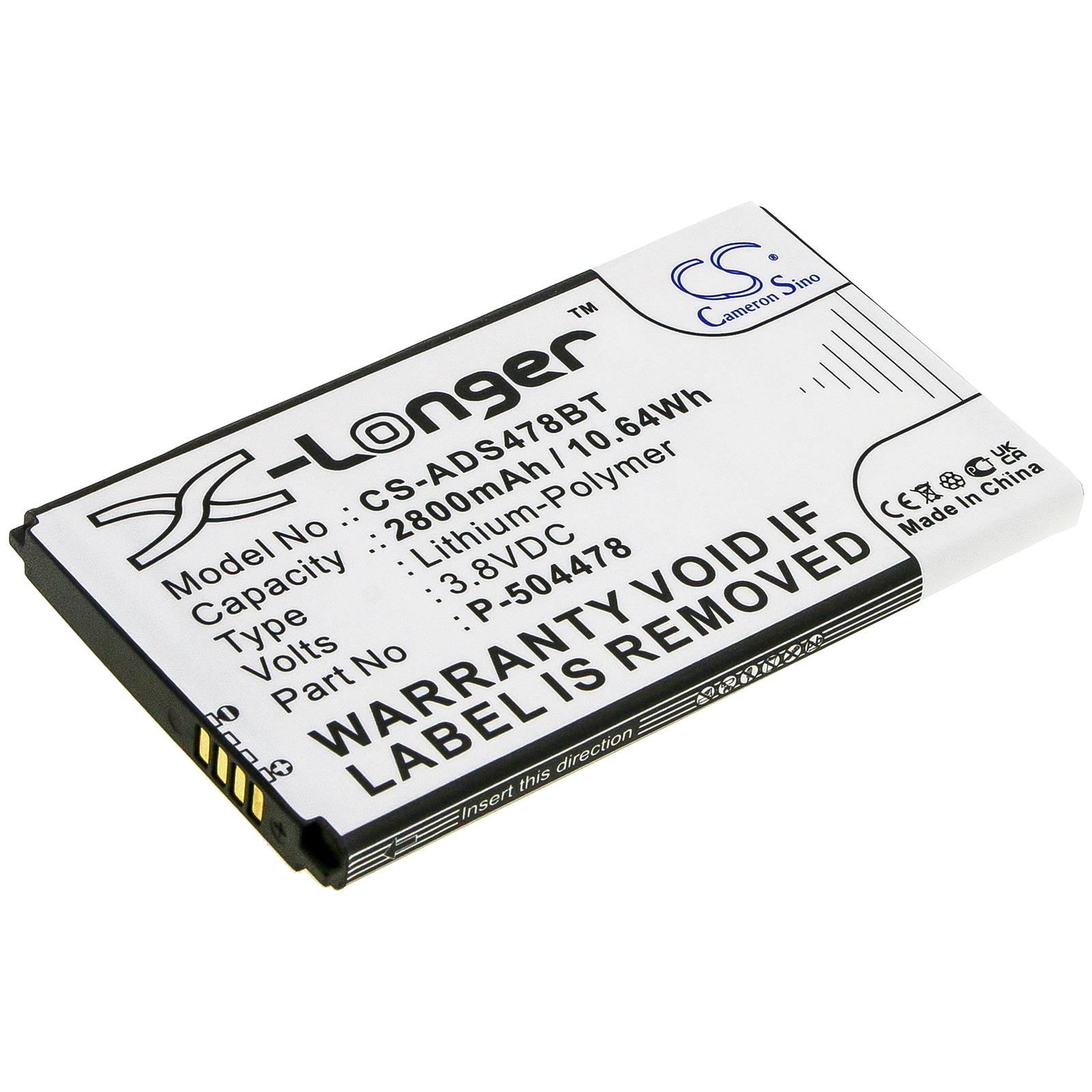Batteri til alarmsystem for ADT Command Secondary-berøringsskjermtastatur i farger